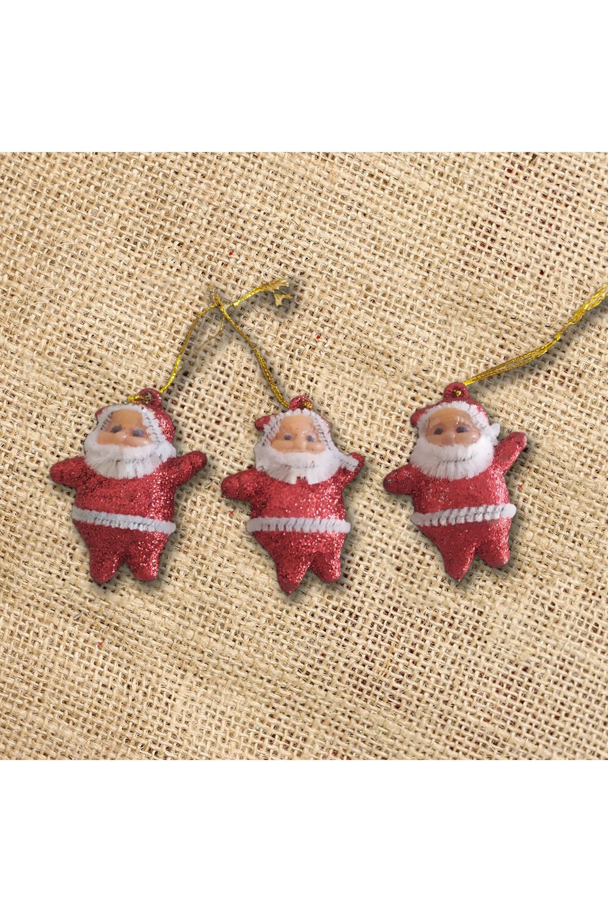 Kullan At Market Yılbaşı Simli Kırmızı Noel Baba Ağaç Süsü 4,5cm 3lü