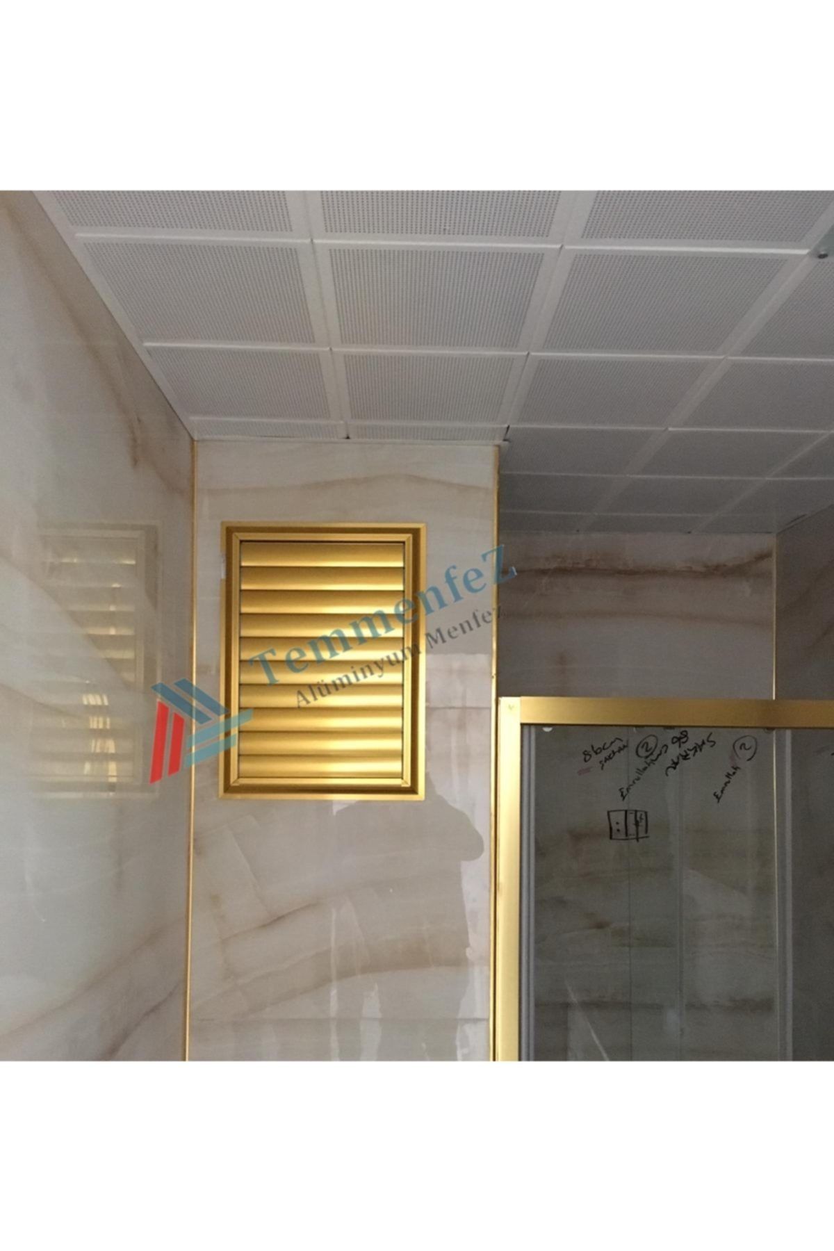 Temmenfez 50*45  Alüminyum Sarı Eloksal Menfez, Panjur - Yüzeysel Yapıştırma