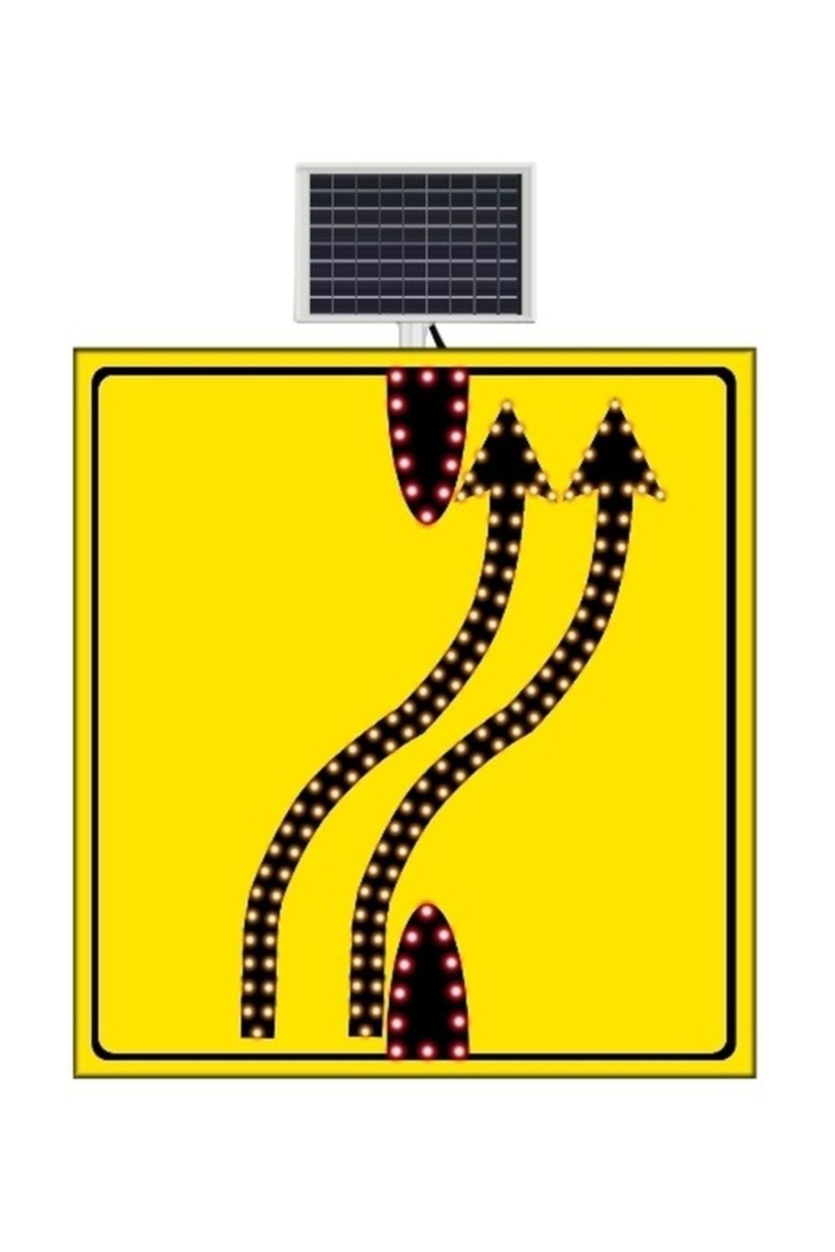 FM Trafik Güneş Enerjili Şerit Aktarımı Çiftli Sol Yoldan Sağ Yola Sarı Zemin
