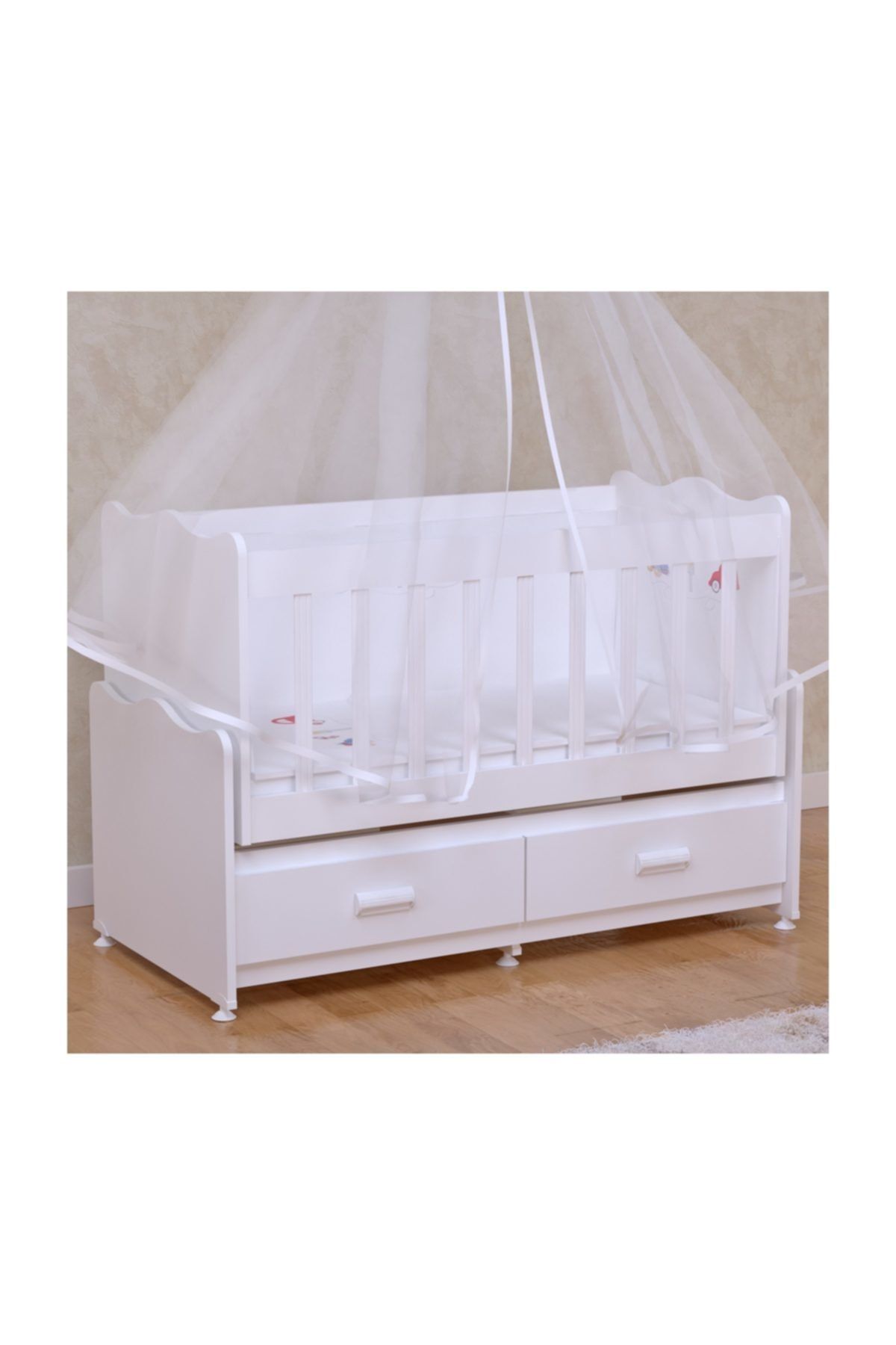 Garaj Home Elegant Beşik + Yatak + Uyku Seti Kombini Trafik Beyaz