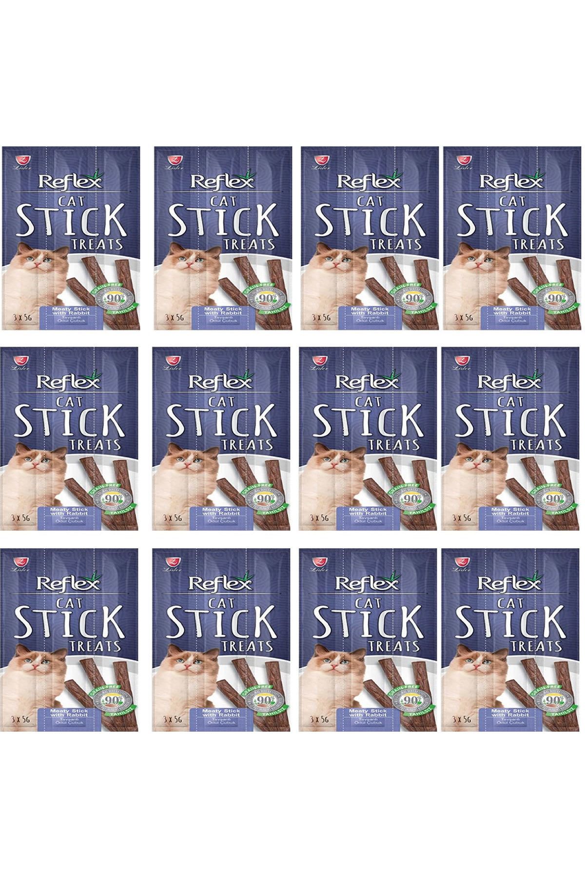Reflex Cat Stick Tavşanlı Kedi Ödül Çubuğu 5 Gr x 3 Adet 12'Lİ SET