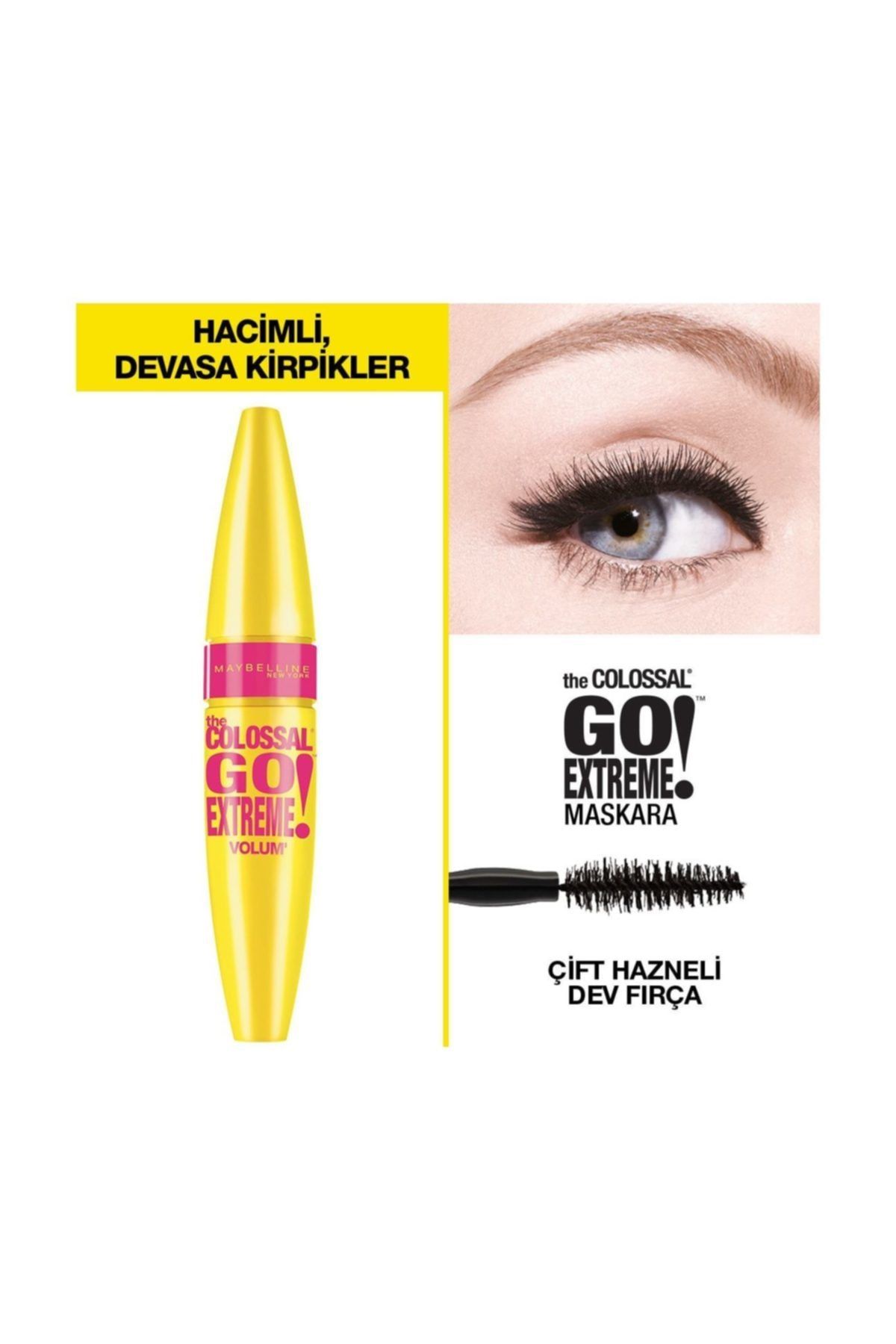 Maybelline New York Maybelline Hacim Veren Siyah Maskara - Volum Colossal Go Extreme Mascara
