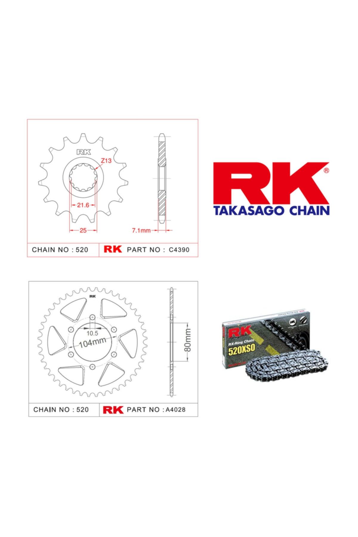 RK Kawasaki Zx-6 R 636  O-ring Zincir Dişli Set 520 So-16/43t(2007-2012)