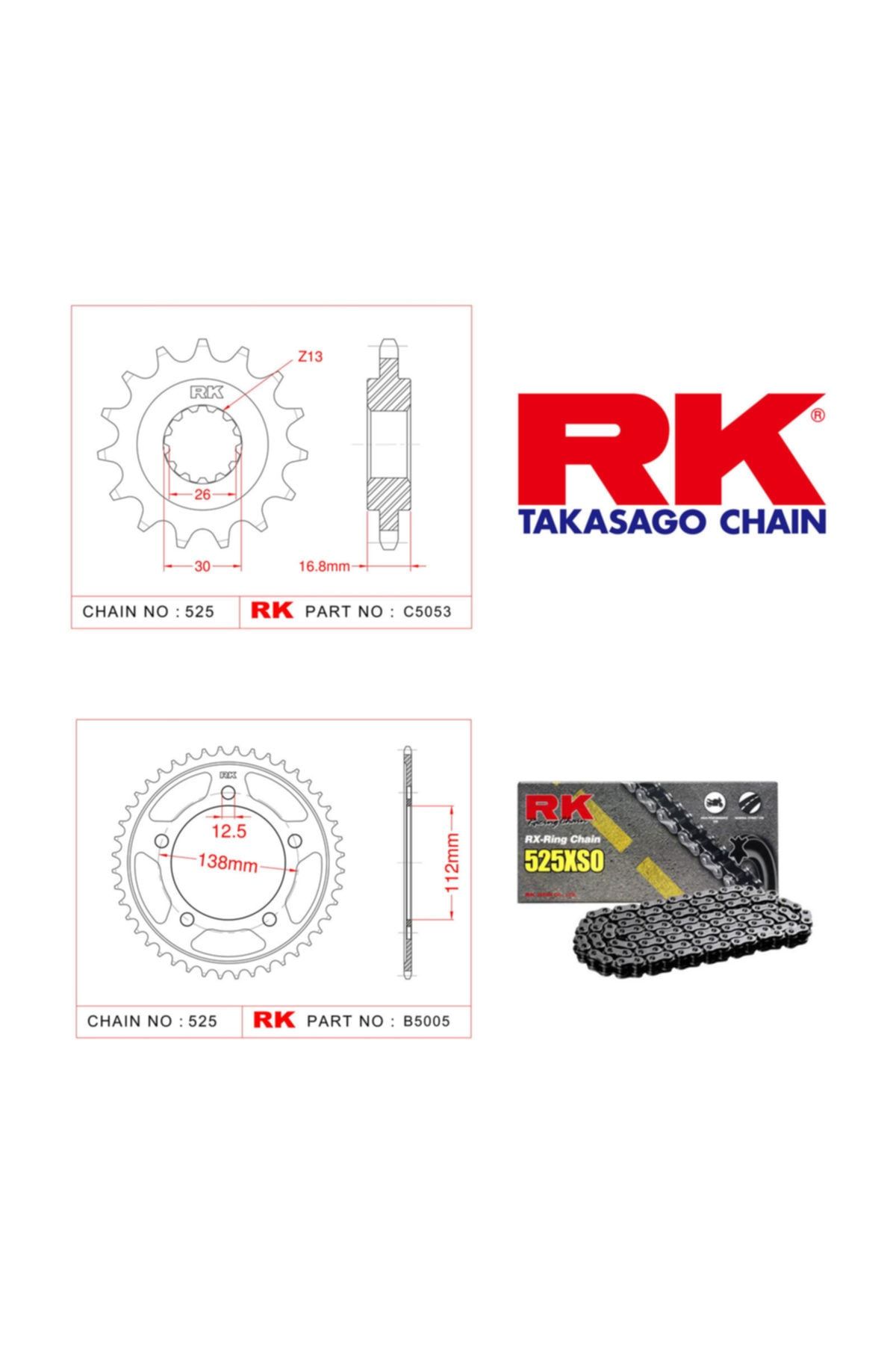 RK Honda Cbr 600 F  X-ring Zincir Dişli Set 525 Xso 16/43t(2011-2014)