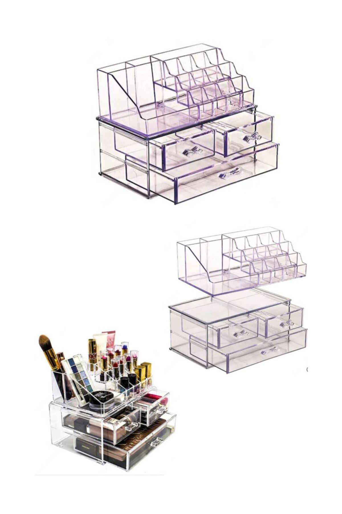 Balsa Grup 3 Katlı 3 Çekmeceli Şeffaf Makyaj Organizeri Düzenleyici