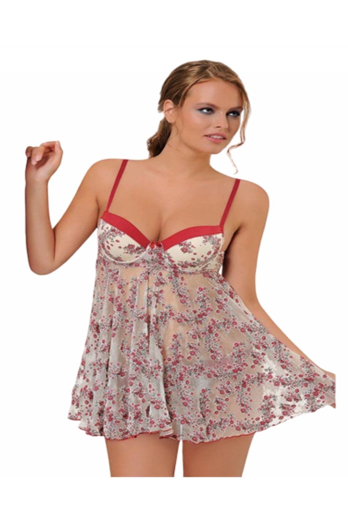 NBB Kadın Kaplı Transparan Babydoll Gecelik Seti 3983