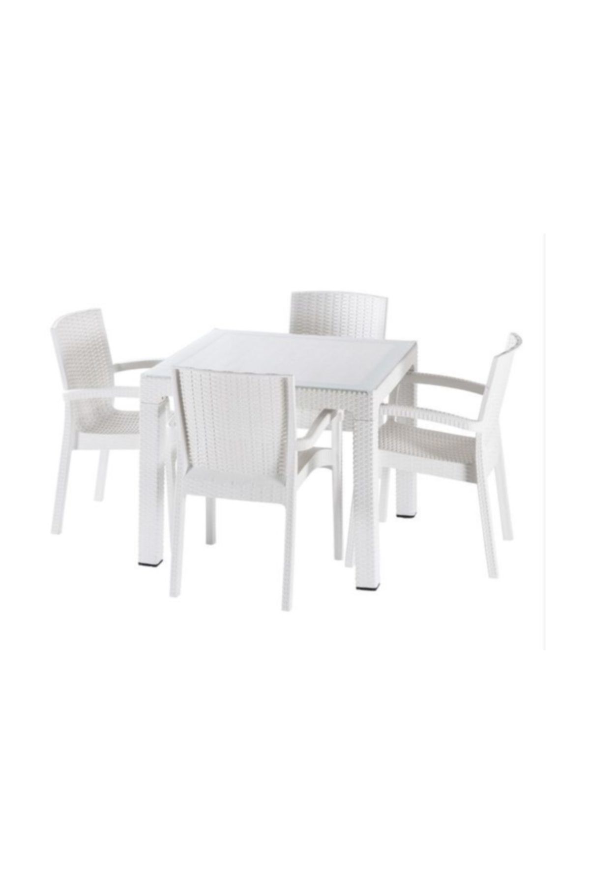 violet 90x90 rattan bahce balkon camli masa takimi beyaz fiyati yorumlari trendyol