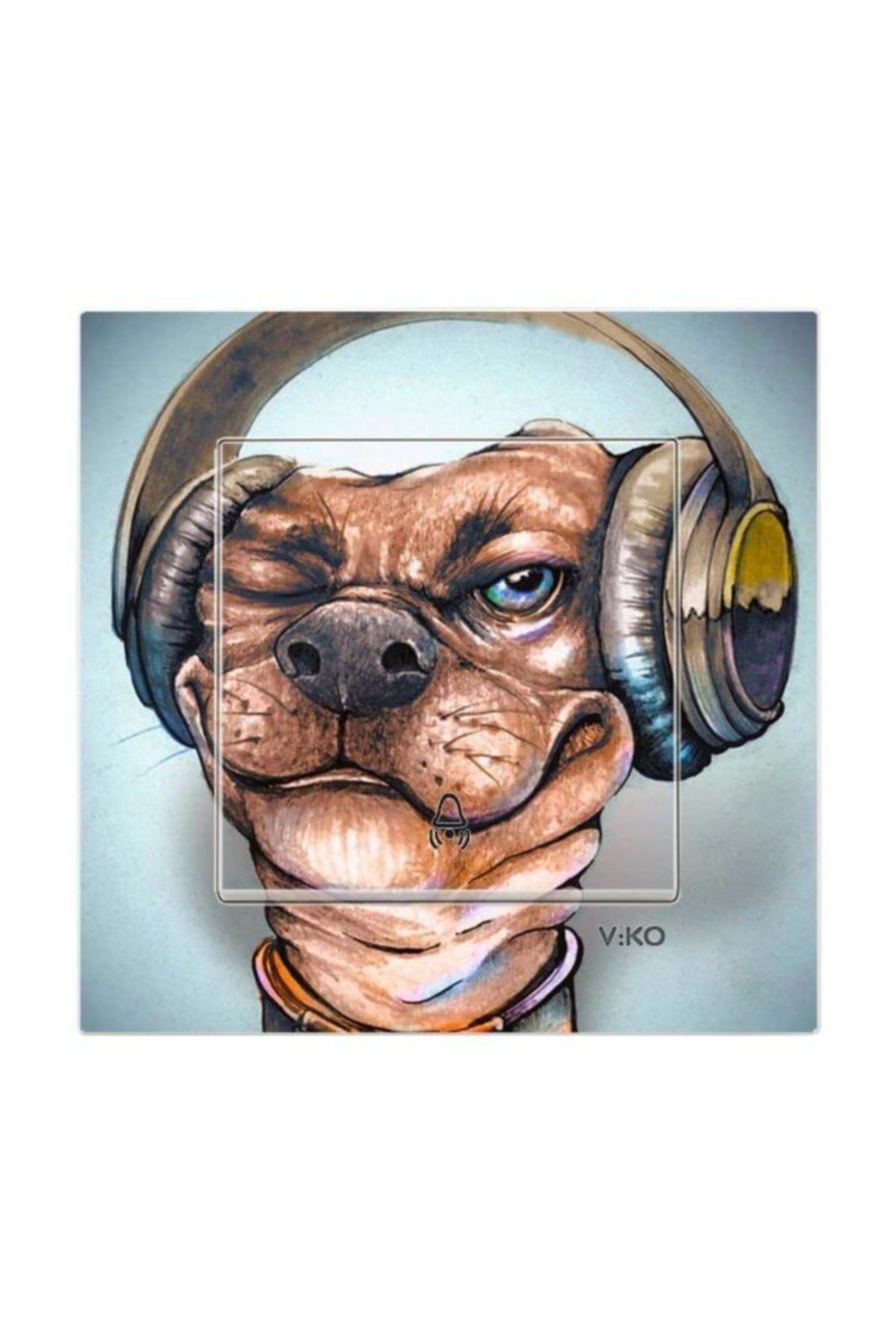 CajuArt Dekoratif Uv Baskılı  Kapı Zili Otomat Müzik Dinleyen Köpek Temalı