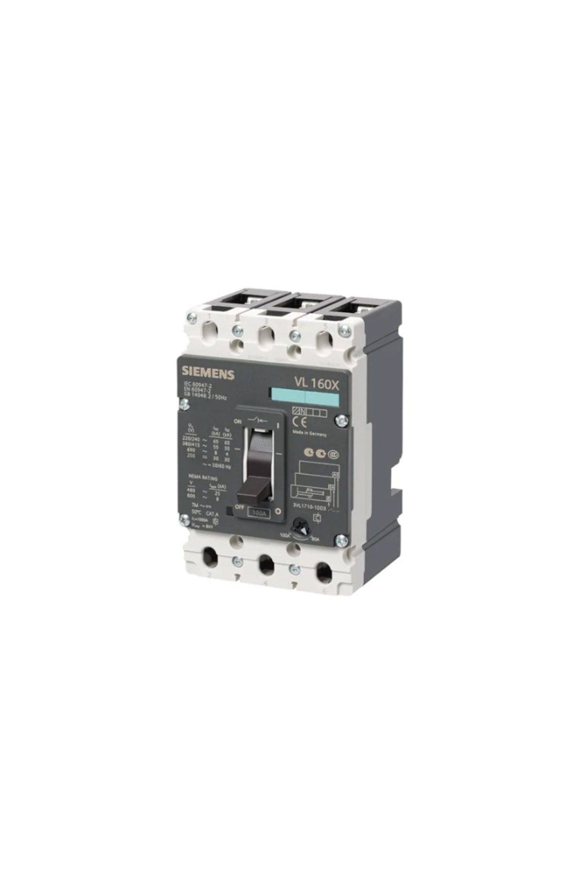 Siemens Siemens 3VL1706-1DD33-0AA0 Kompakt Tip Termik Manyetik Güç Şalteri 50-63A 3 Kutuplu