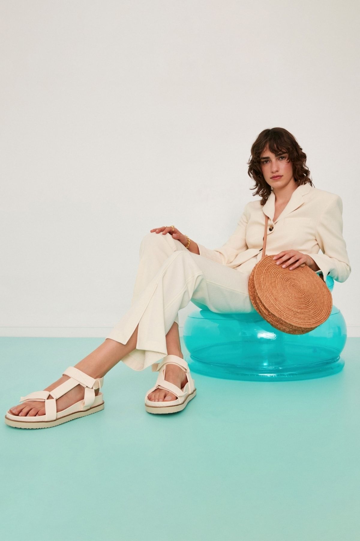 Sole Sisters Düz Sandalet Bej - Nuevo