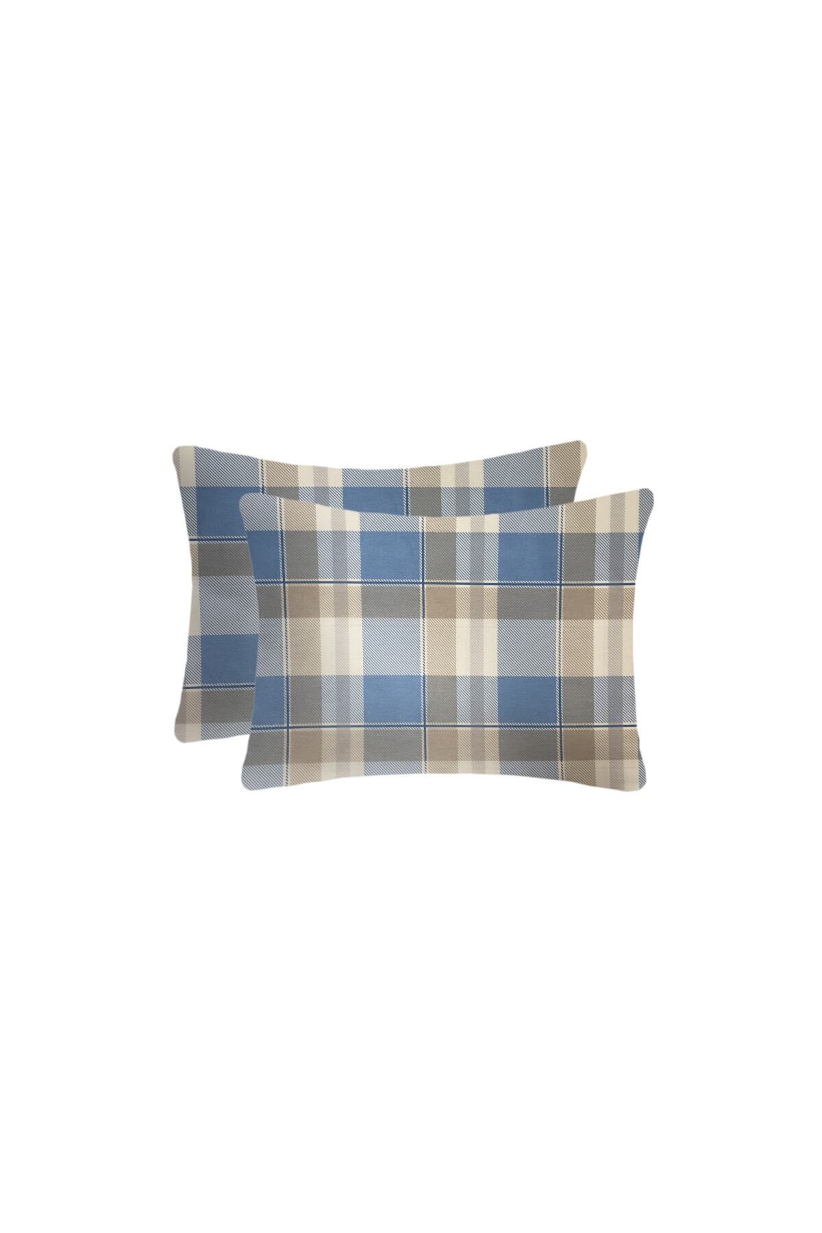 Lief Home Unisex Mavi Pamuklu Fermuarlı Yastık Kılıfı 50x70 2 Adet