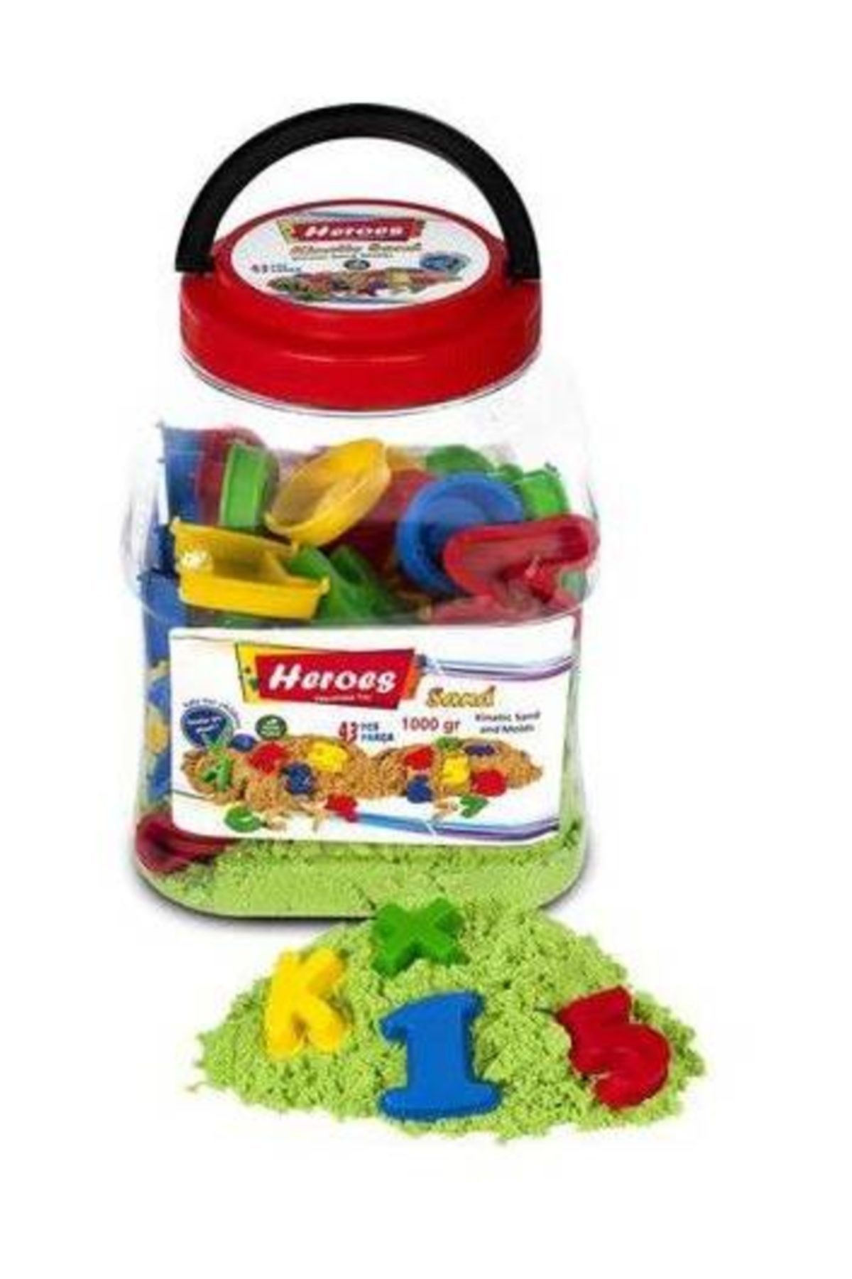 HEROES Yeşil Kinetik Kum Pet Kutulu Harf Ve Rakam Kalıp 1000 gr
