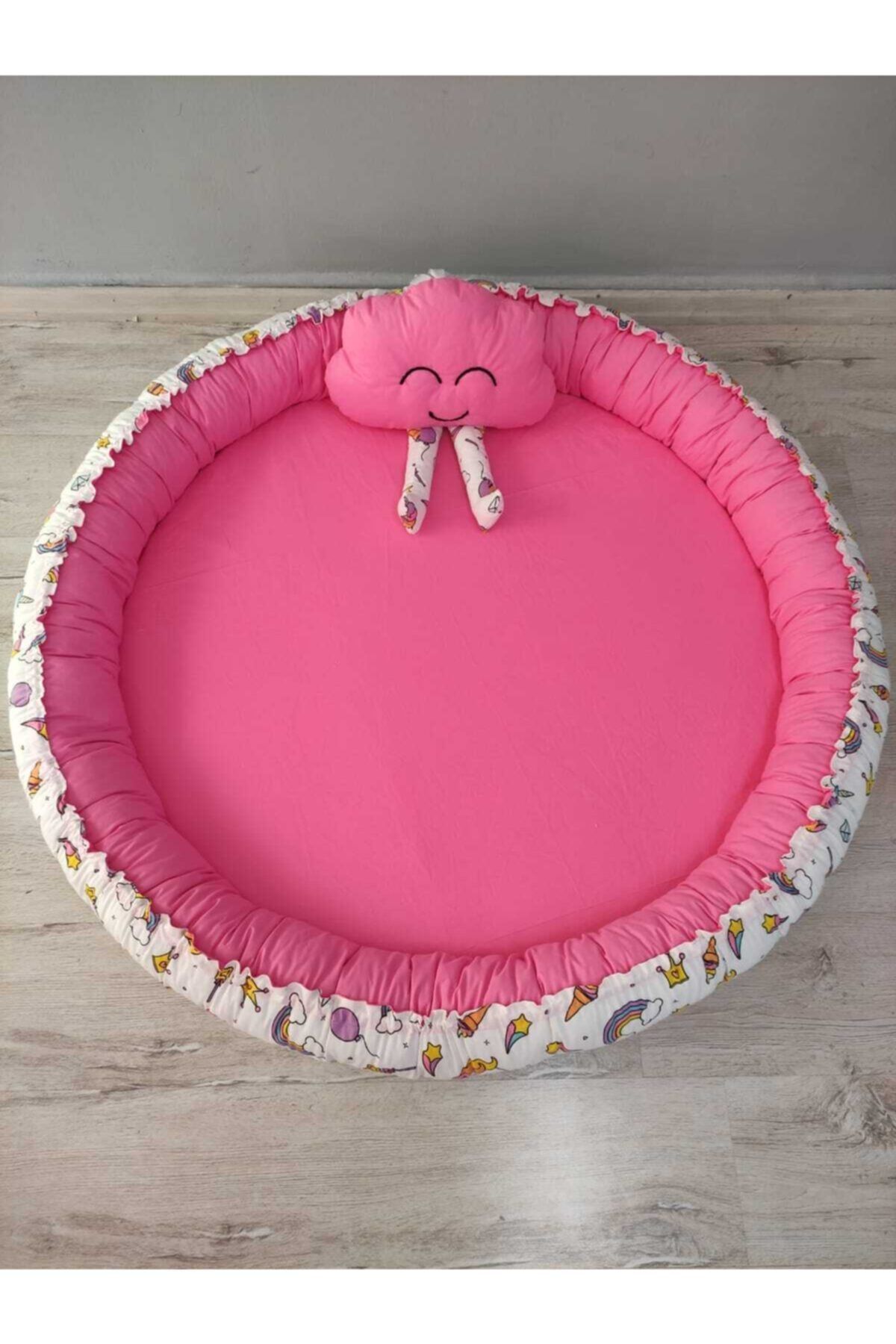 BABYNEST SEPETi Unicorn Desen Ve Canlı Pembe Kombin Tasarım Oyun Alanı Babynest, Bulut Yastık