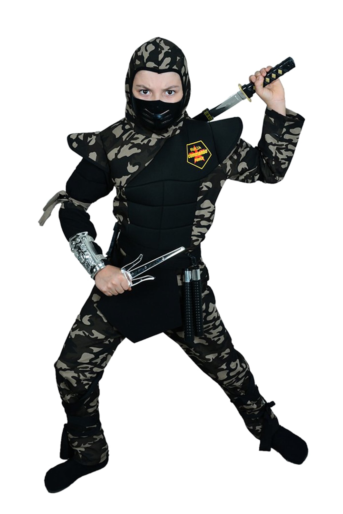 Hkostüm Askeri Komando Ninja Çocuk Kostümü 11-12 Yaş Yeşil /