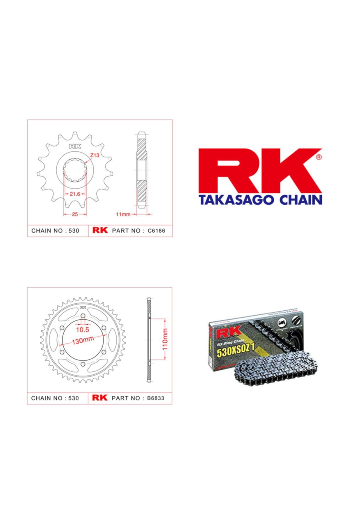 RK Yamaha Fz 6 Fazer  X-ring Zincir Dişli Set 530 Xso-16/46t(2004-2007)