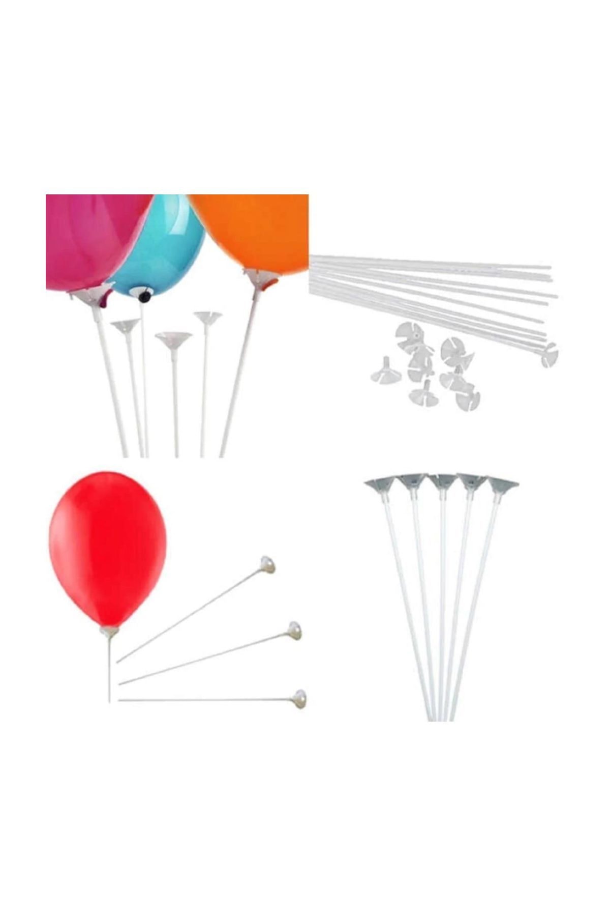 Parti dolabı 100 Adet Balon Çubuğu Sopası ve 100 Adet Kup Çubukları