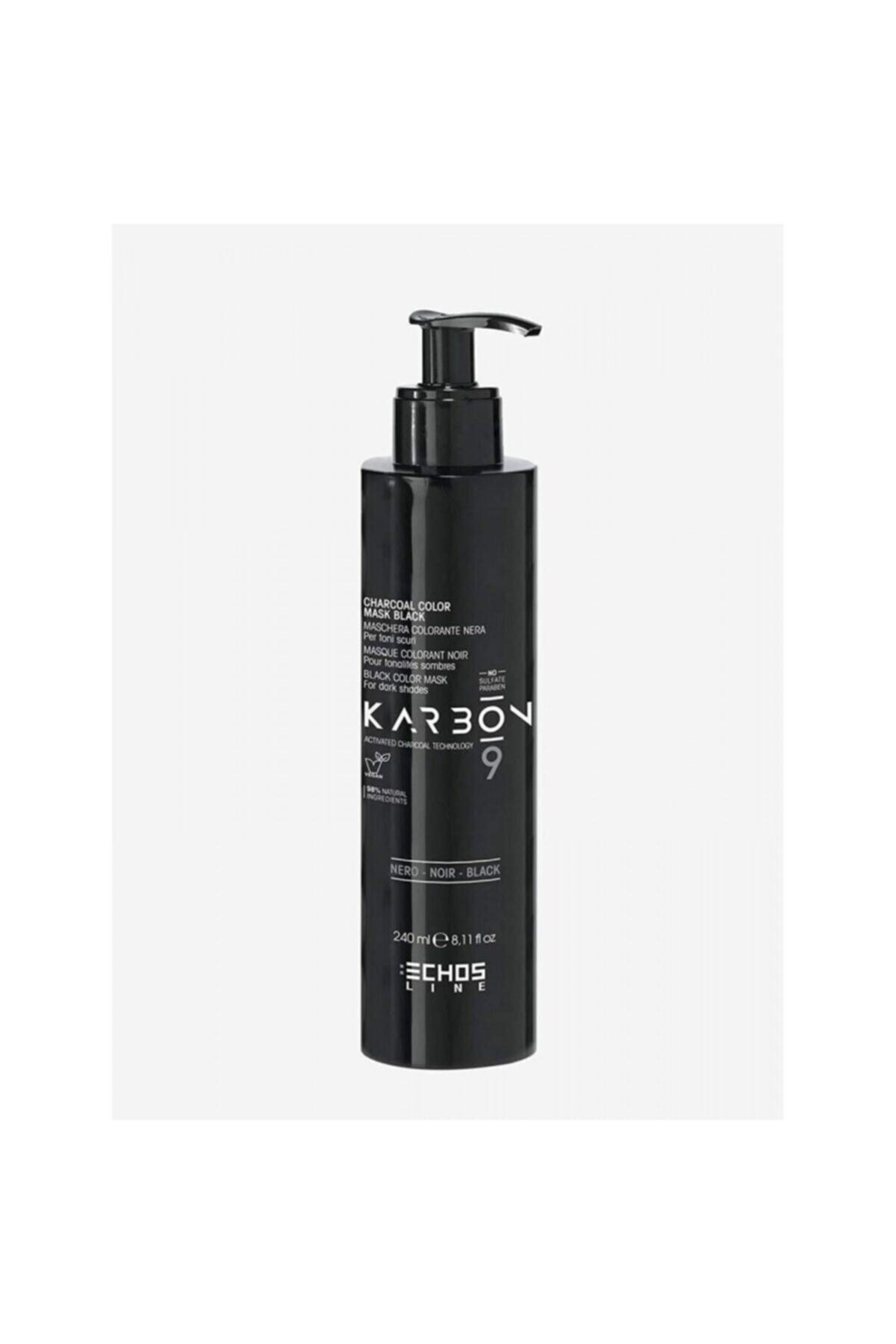 Echosline Karbon 9 Charcoal Color Mask Black 240ml Koyu Renkli Saçlar Için