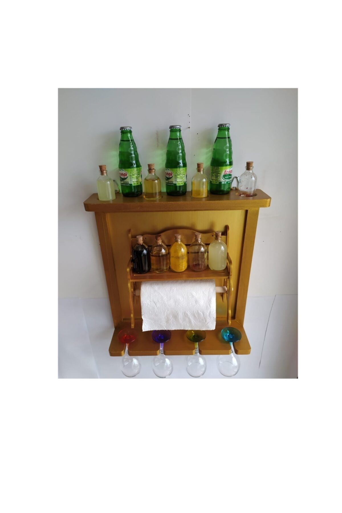 Bahat Altın Varaklı Mutfak Terek Rafı Havluluk Kadehlik Baharatlık Seti 44*50 cm