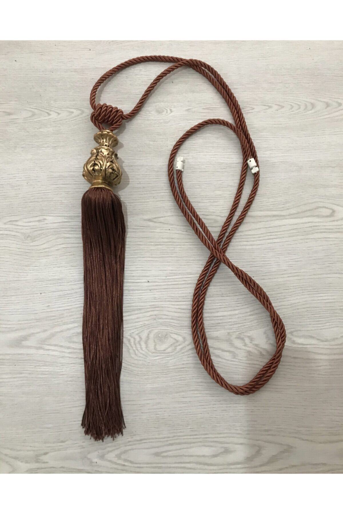 Turkuaz Perde Fon Perde Kiremit Rengi Tavan Bağlama Kolu