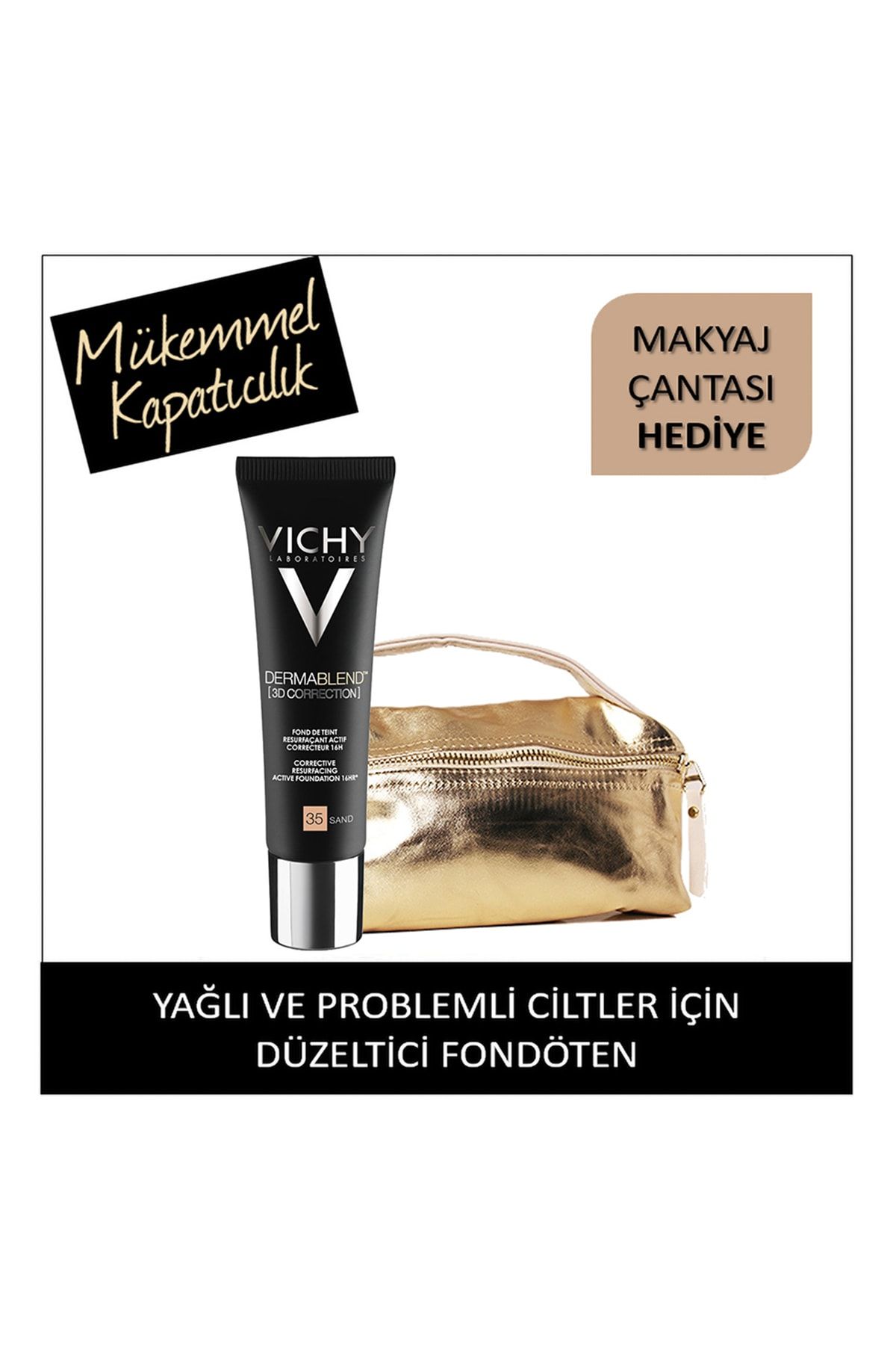 Vichy Dermablend Karma, Yağlı ve Akneye Eğilimli Ciltlere 3D Sand Fondöten Çanta Seti 8681689318079
