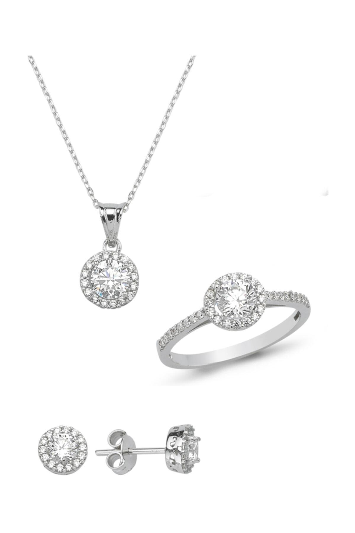 MOS Altın 3'lü Altın Tek Taş Set(5gr-kolye-küpe-yüzük)