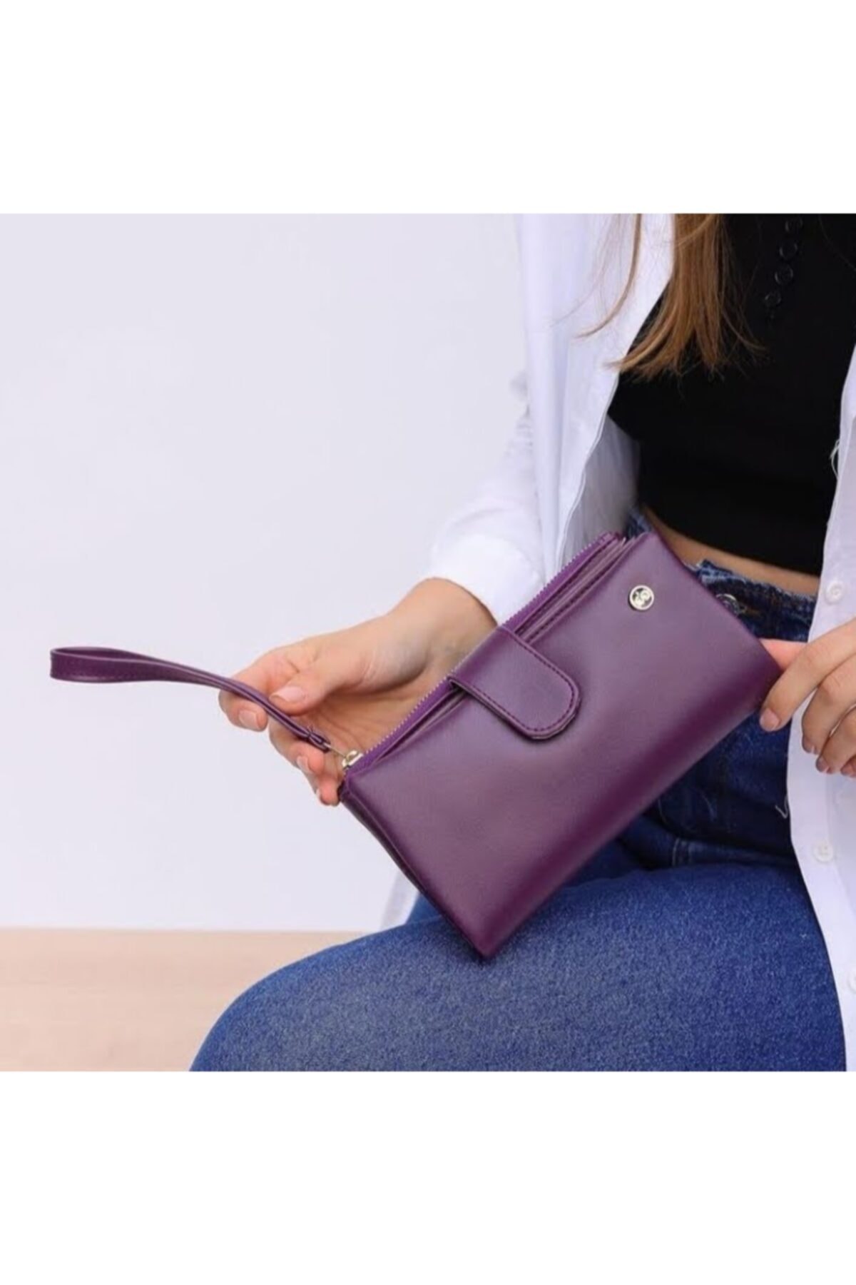 OLLBAGS Kadın Mor Pasaportluklu Cüzdan 2024-i