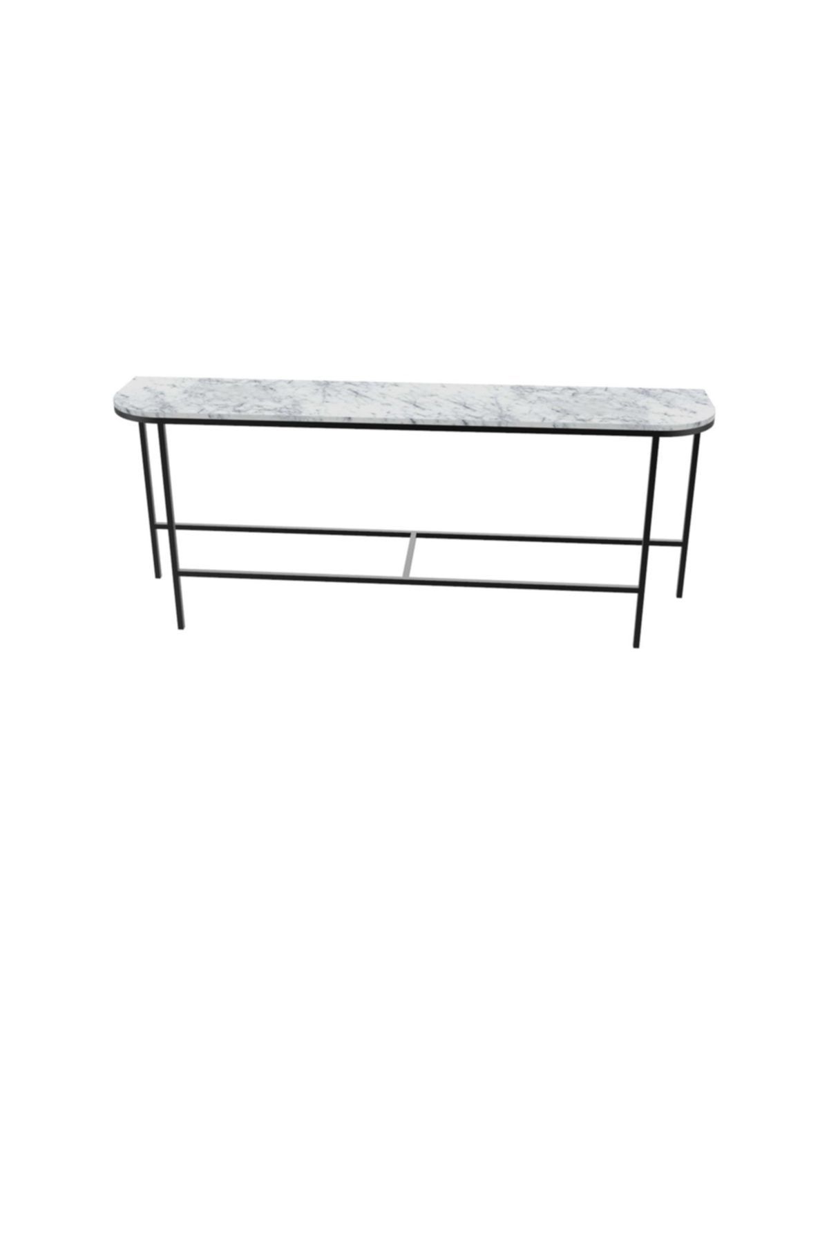 MAKSA Callisto 200cm Carrara White Metal Üzeri Mat Siyah Statik Boyalı Konsol