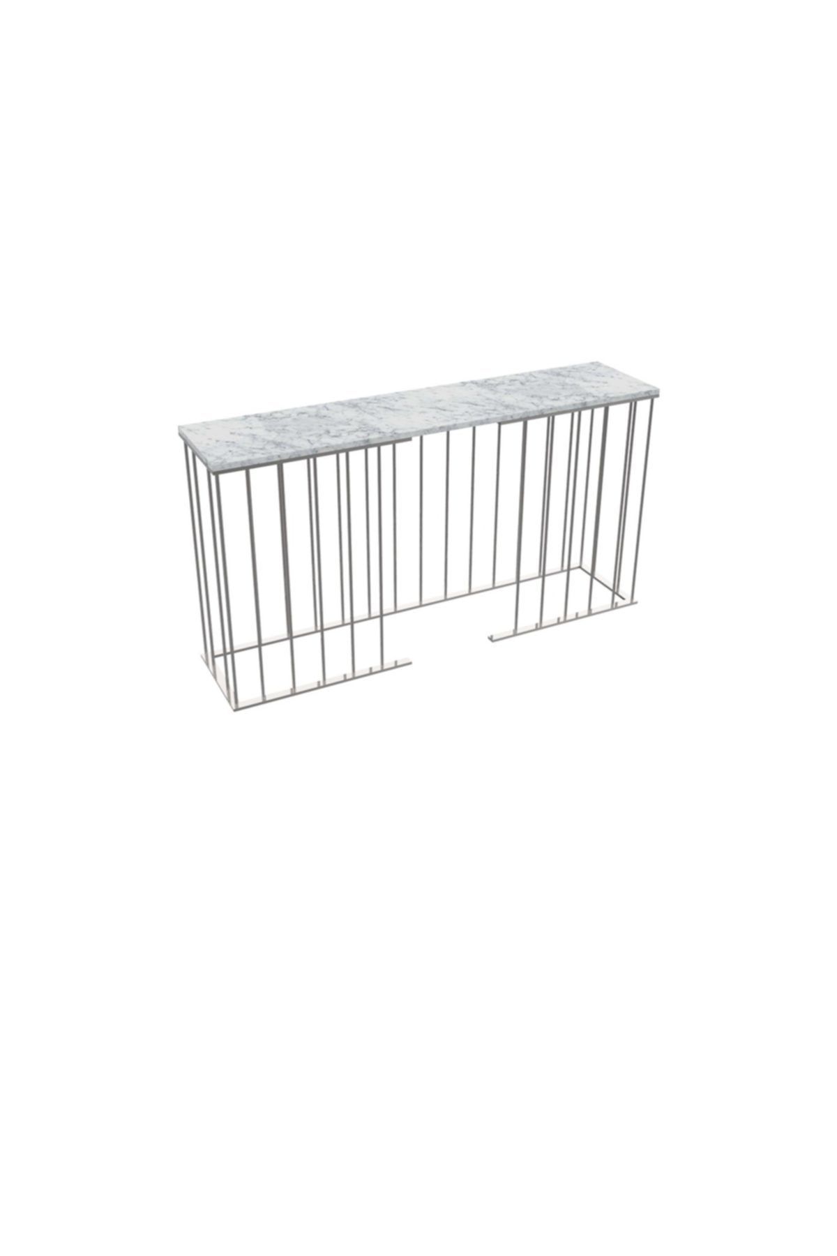 MAKSA Capri 150cm Carrara White Parlak Paslanmaz Konsol