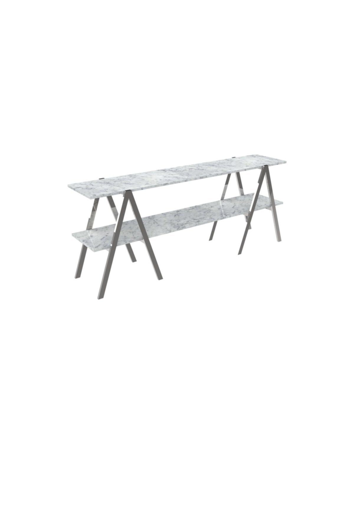 MAKSA Blaca 200cm Carrara White Parlak Paslanmaz Konsol