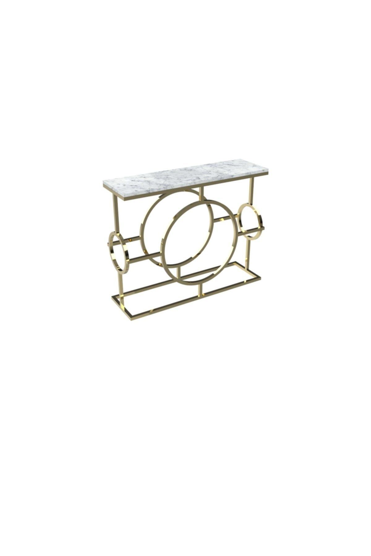 MAKSA Fulvia 100cm Carrara White Parlak Pirinç Konsol