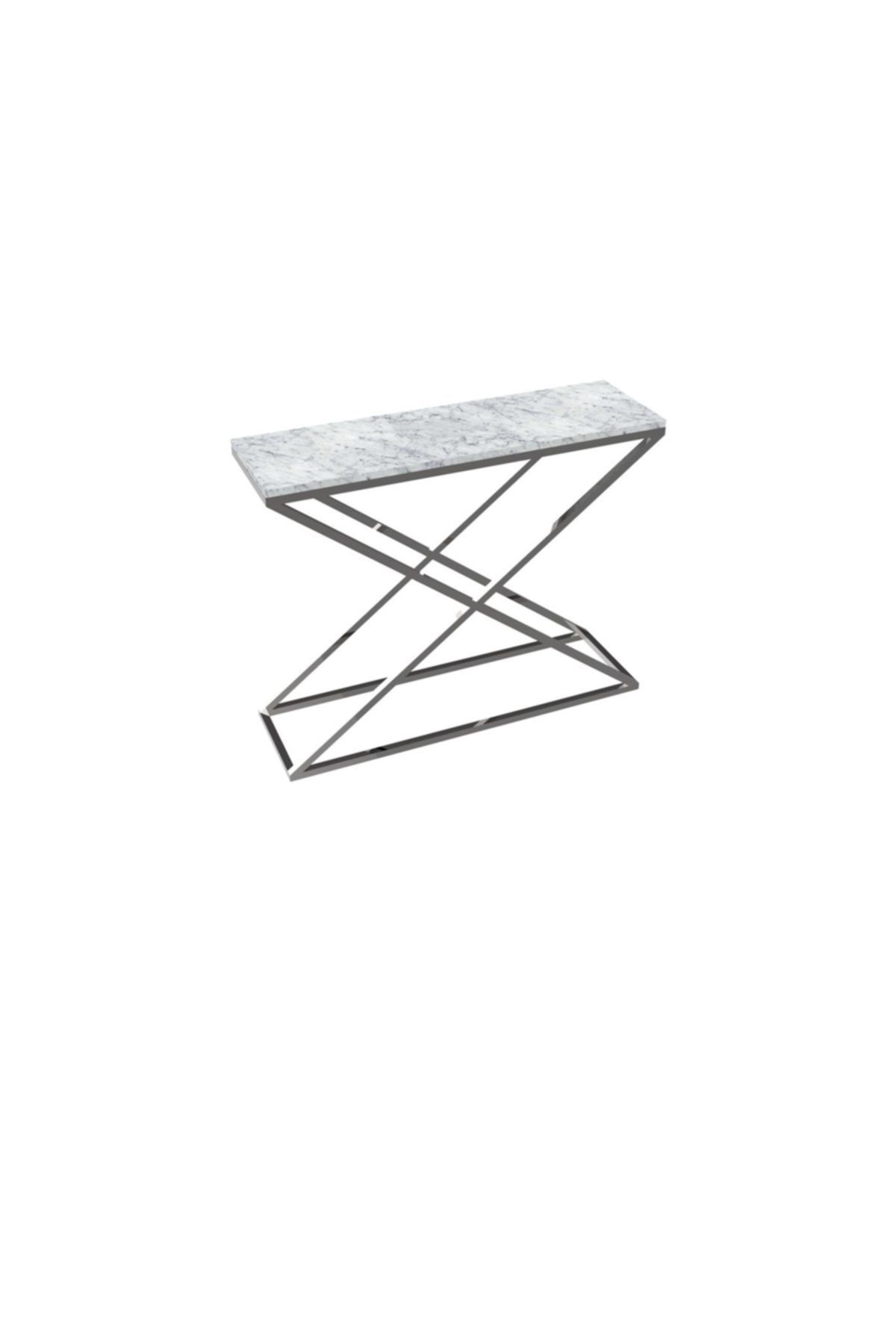 MAKSA Aida 100cm Carrara White Parlak Paslanmaz Konsol