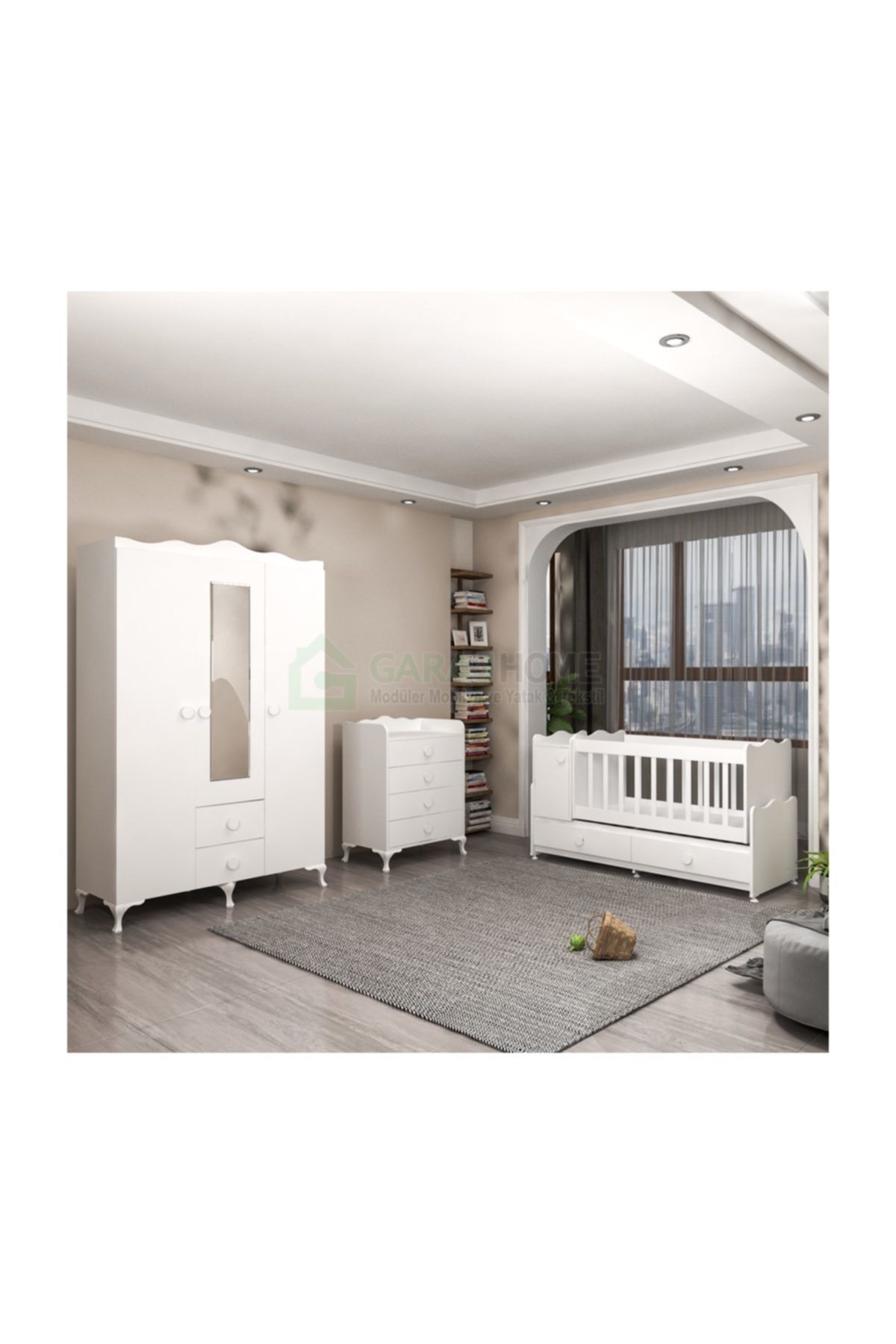 Garaj Home Unisex Bebek Beyaz Pırlanta Odası Takımı