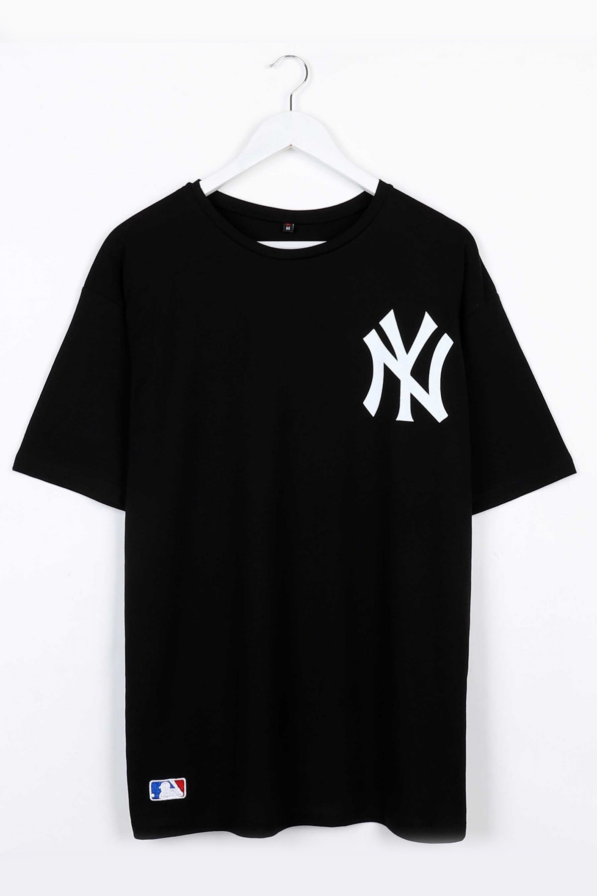 Sekizbiraltı Yankee Baskılı Siyah Oversize Unisex Tshirt