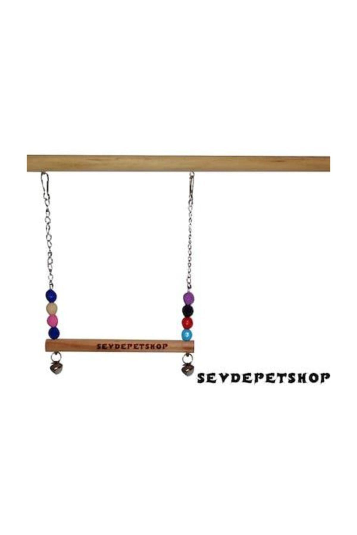 SevdePet Zincirli Boncuklu 30 Cm Vidalı Tünekli Salıncak Kuş Oyuncağı