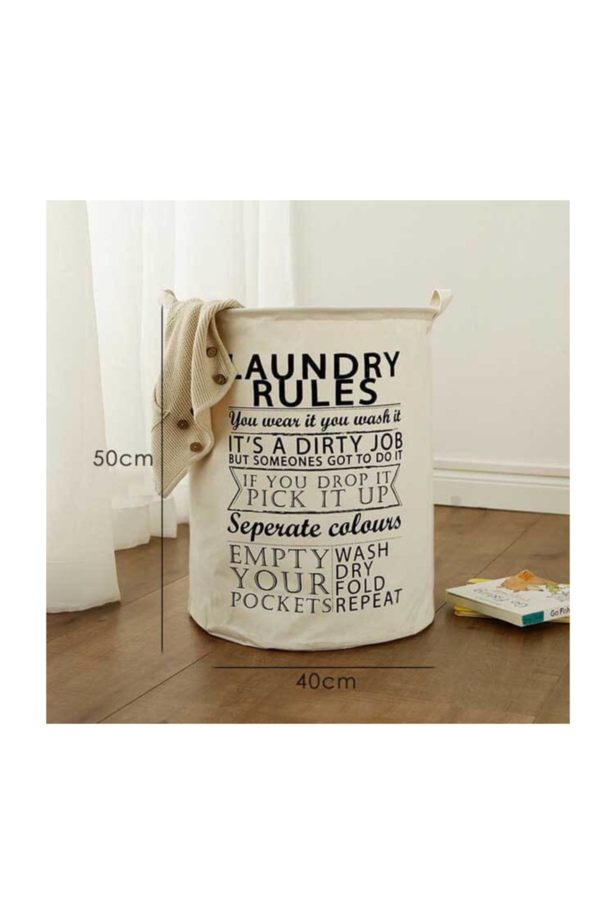 LYN HOME & DECOR Laundry Rules Çok Amaçlı Sepet 40x50