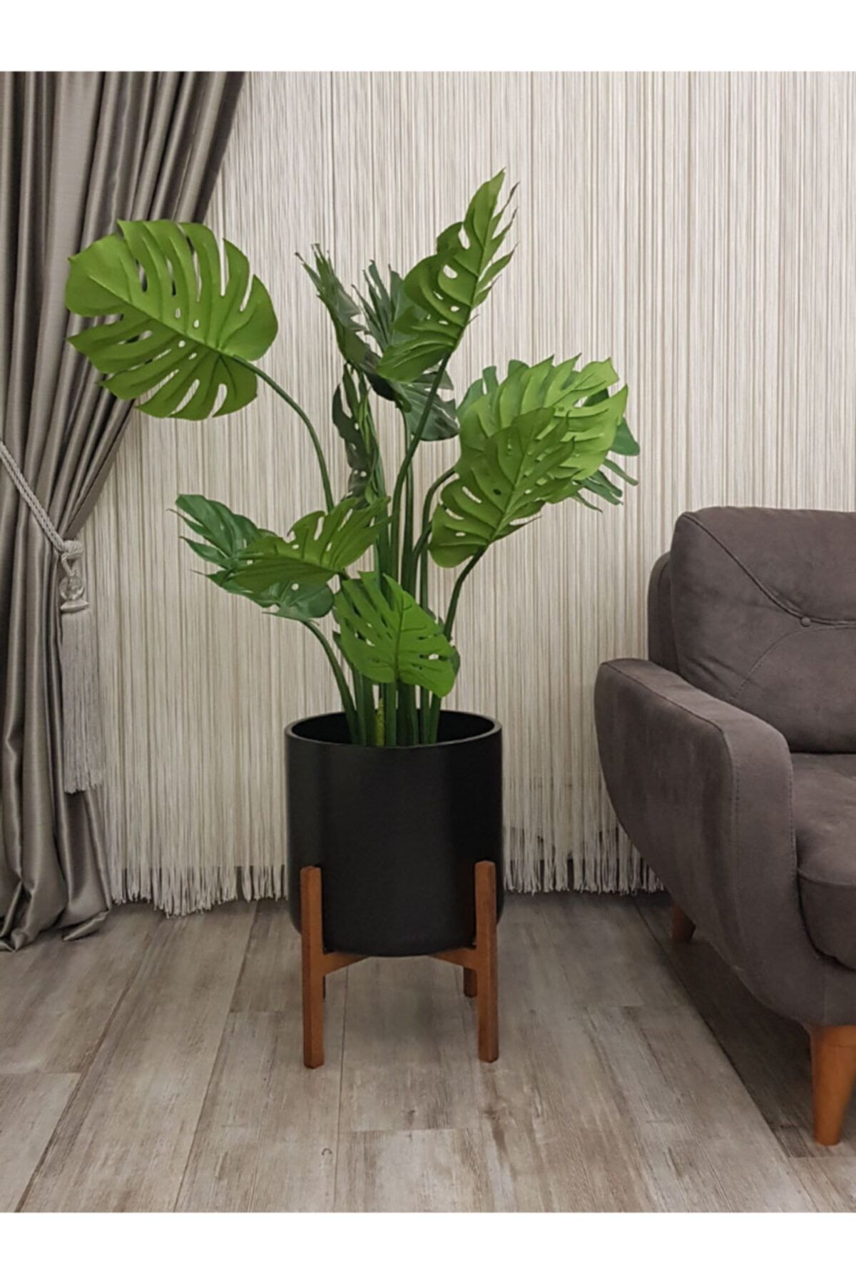 Decor By Özay Ahşap Ayaklı Büyük Saksı 50 Cm