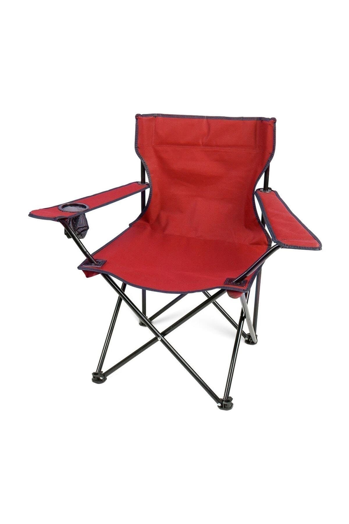 Kamp Sandalyesi Katlanır Sandalye Bahçe Koltuğu Piknik Plaj Balkon Sandalyesi Kırmızı.