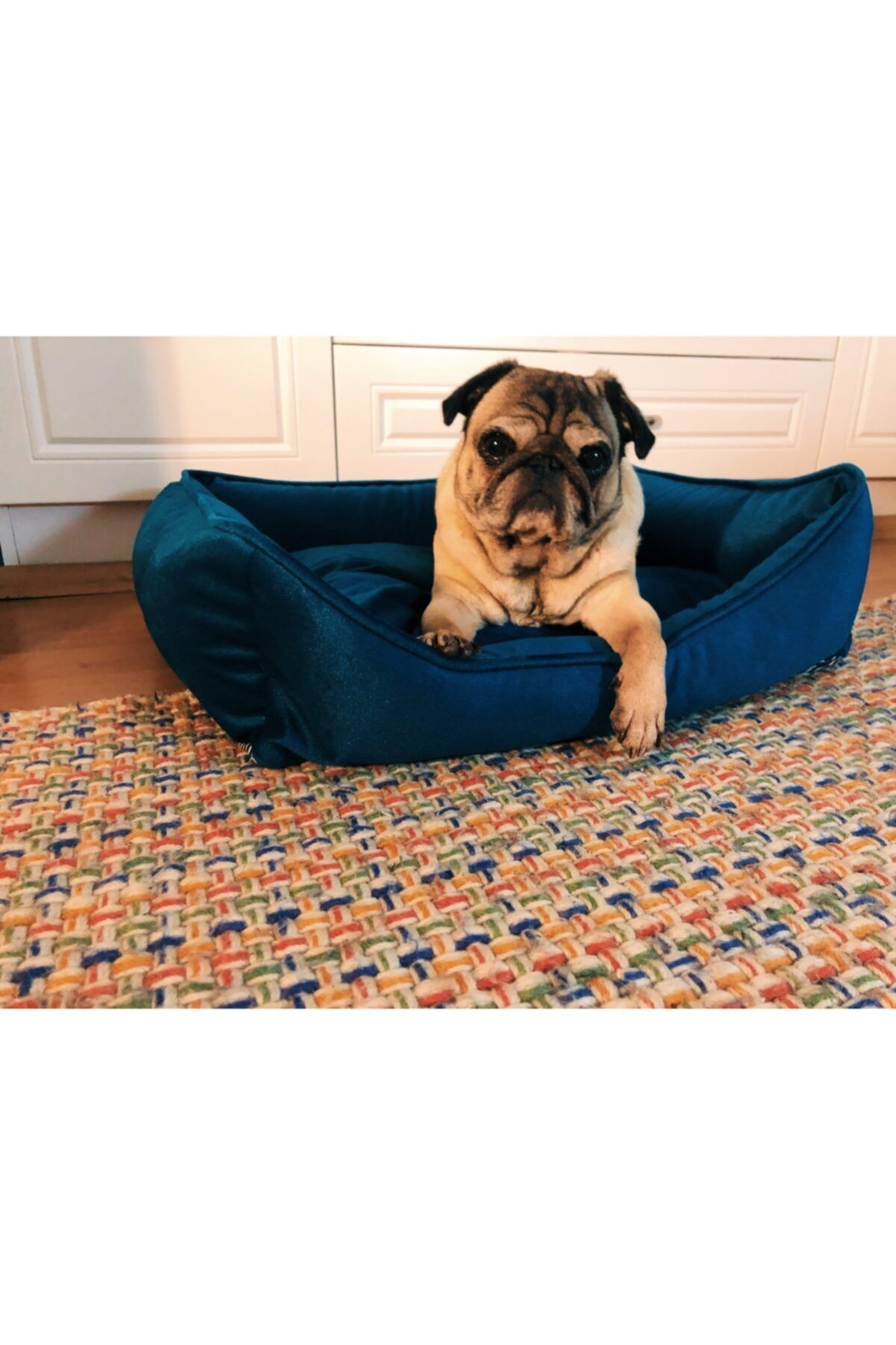 LUVLY PETS Xlarge Yıkanabilir - Tüplü Ortopedik Visco Minder Premium Köpek Yatağı - Mavi - 100x80