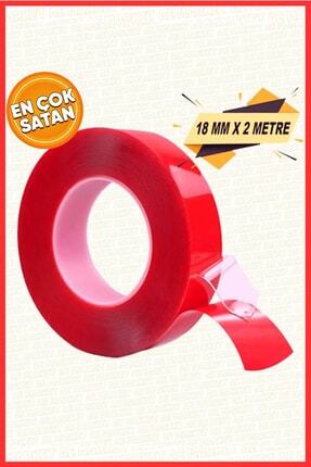Silikonlu Çift Taraflı Montaj Bandı - Güçlü Yapıştırıcı - Şeffaf Silikon Bant 18mm X 2mt Image 0