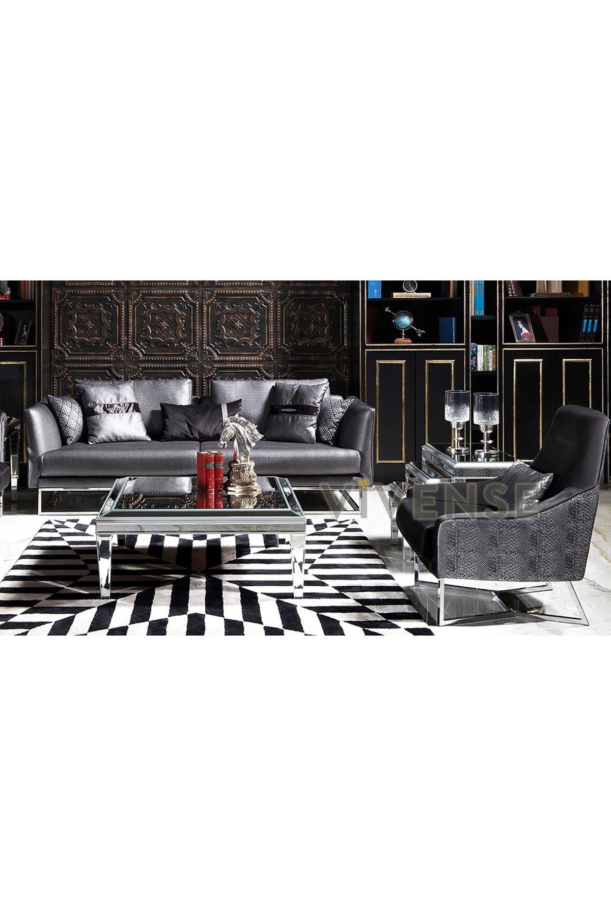 Vivense Gucci Koltuk Takımı Black Silver
