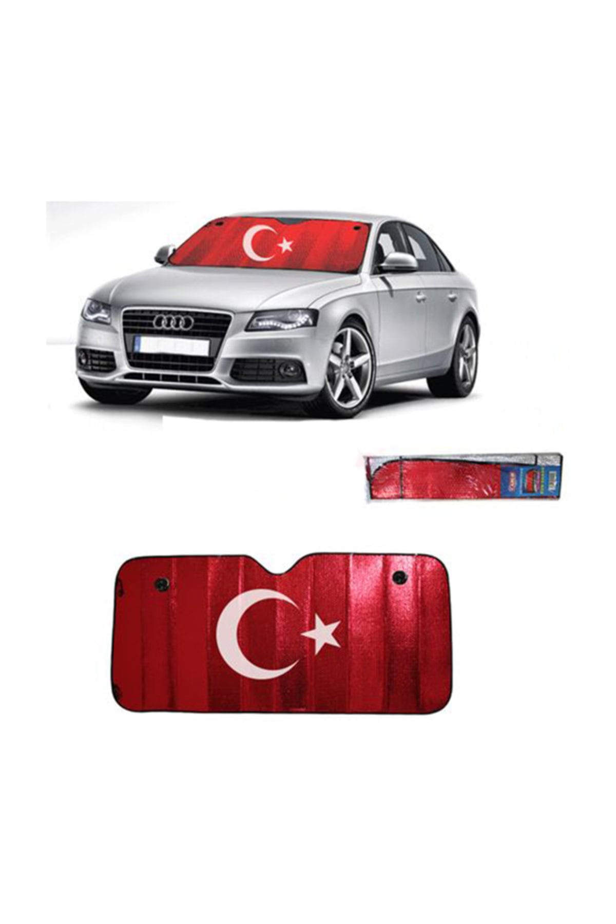 Dreamcar Türk Bayraklı 70x145cm 1. Kalite Metalize Güneşlik Balonlu