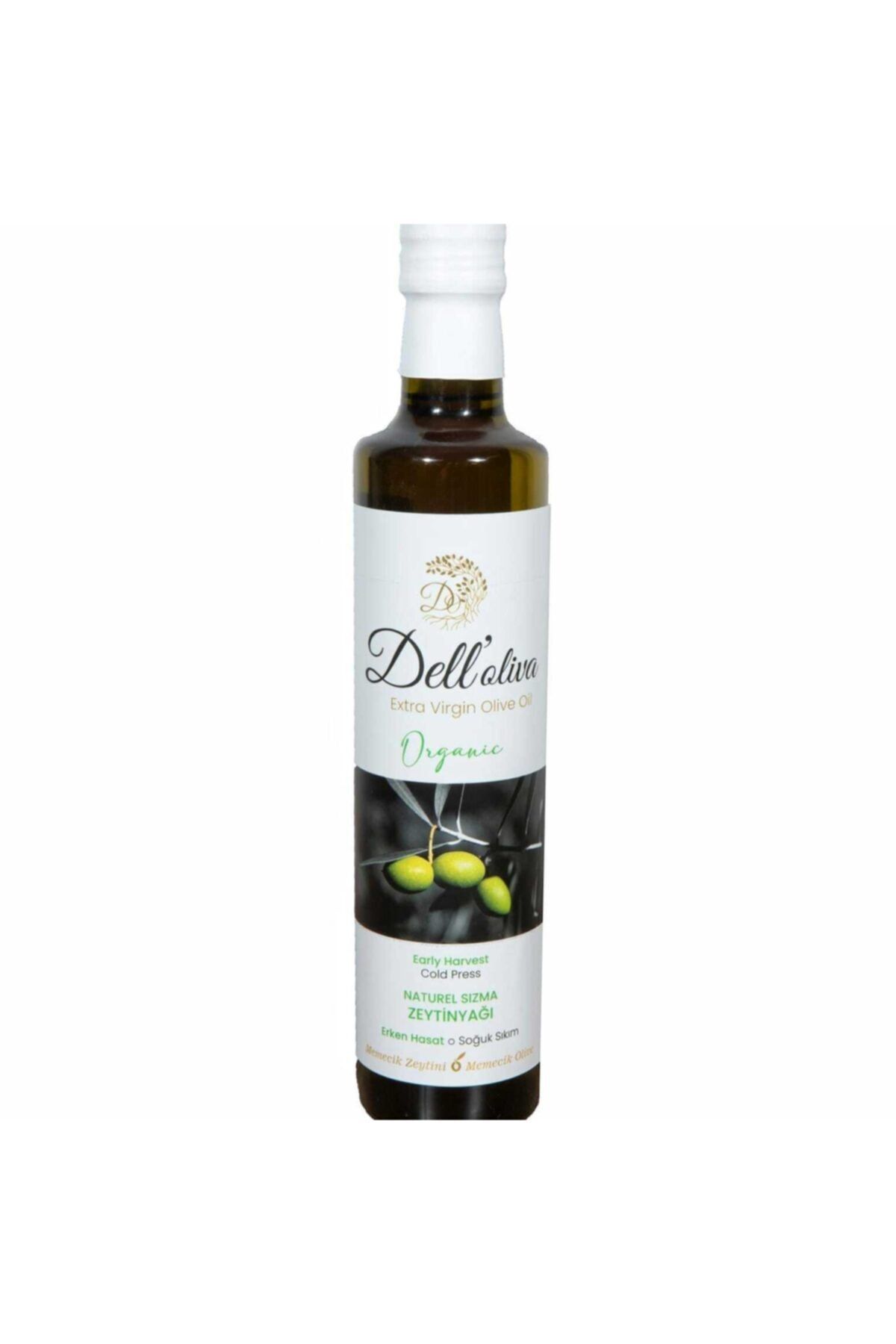 DELL'OLIVA Organik 450 Polifenol 0,2 Asit Erken Hasat Soğuk Sıkım Natürel Sızma Zeytinyağı 500 ml