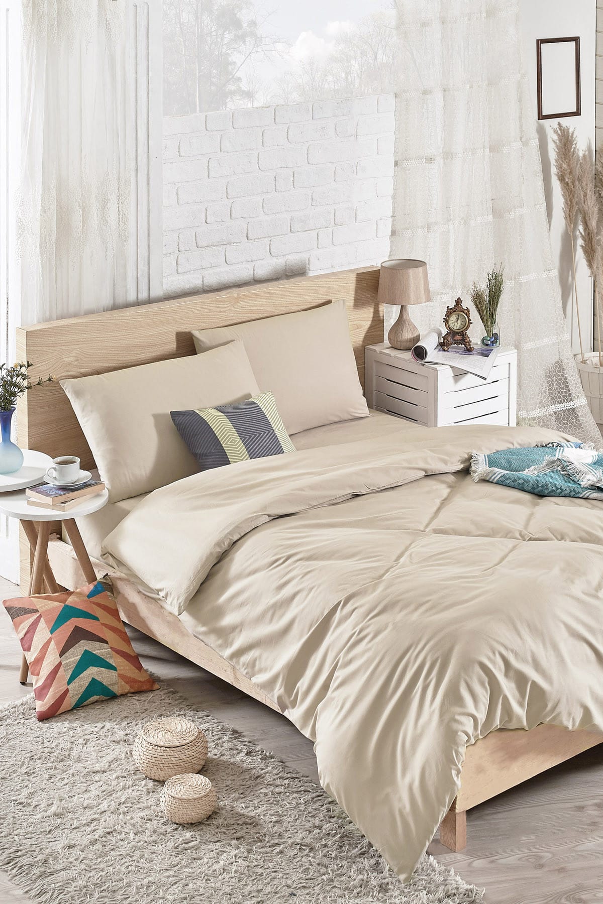 Enlora Home 100 Dogal Pamuk Cift Kisilik Nevresim Seti Duz Renk Bej Yt112 Fiyati Yorumlari Trendyol