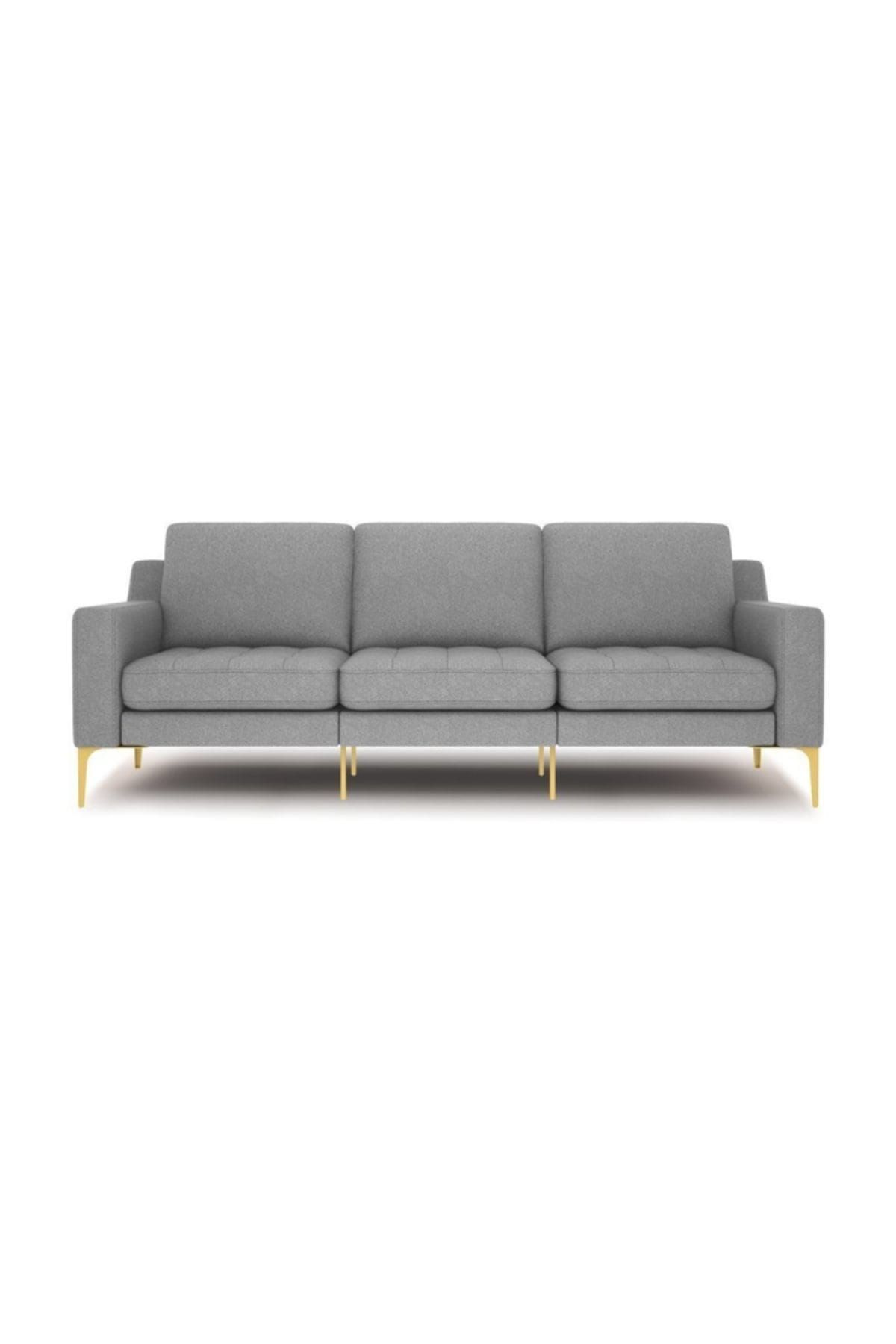 Vivense NORMOD GRİ ÜÇLÜ KOLTUK-Metal Altın Ayak