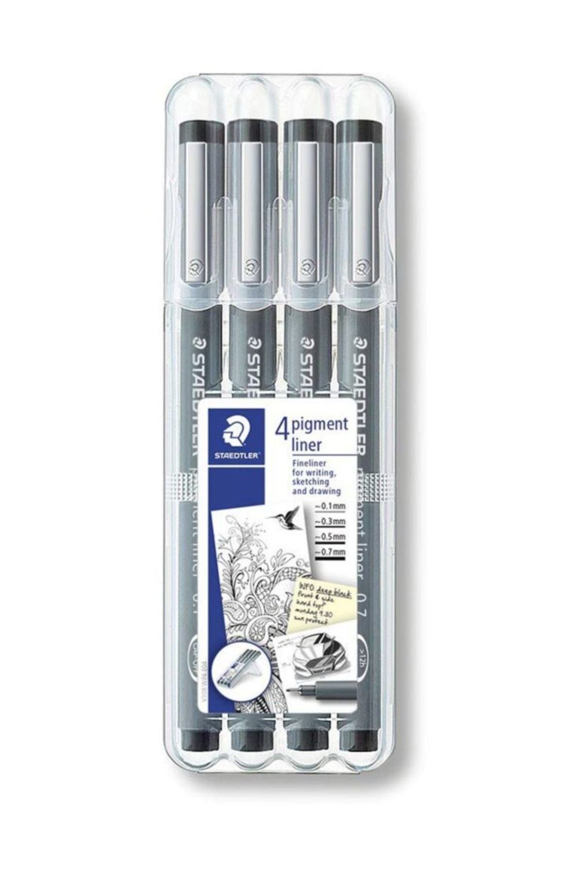 Staedtler Pigment Liner Siyah Çizim Kalemi 4lü Set