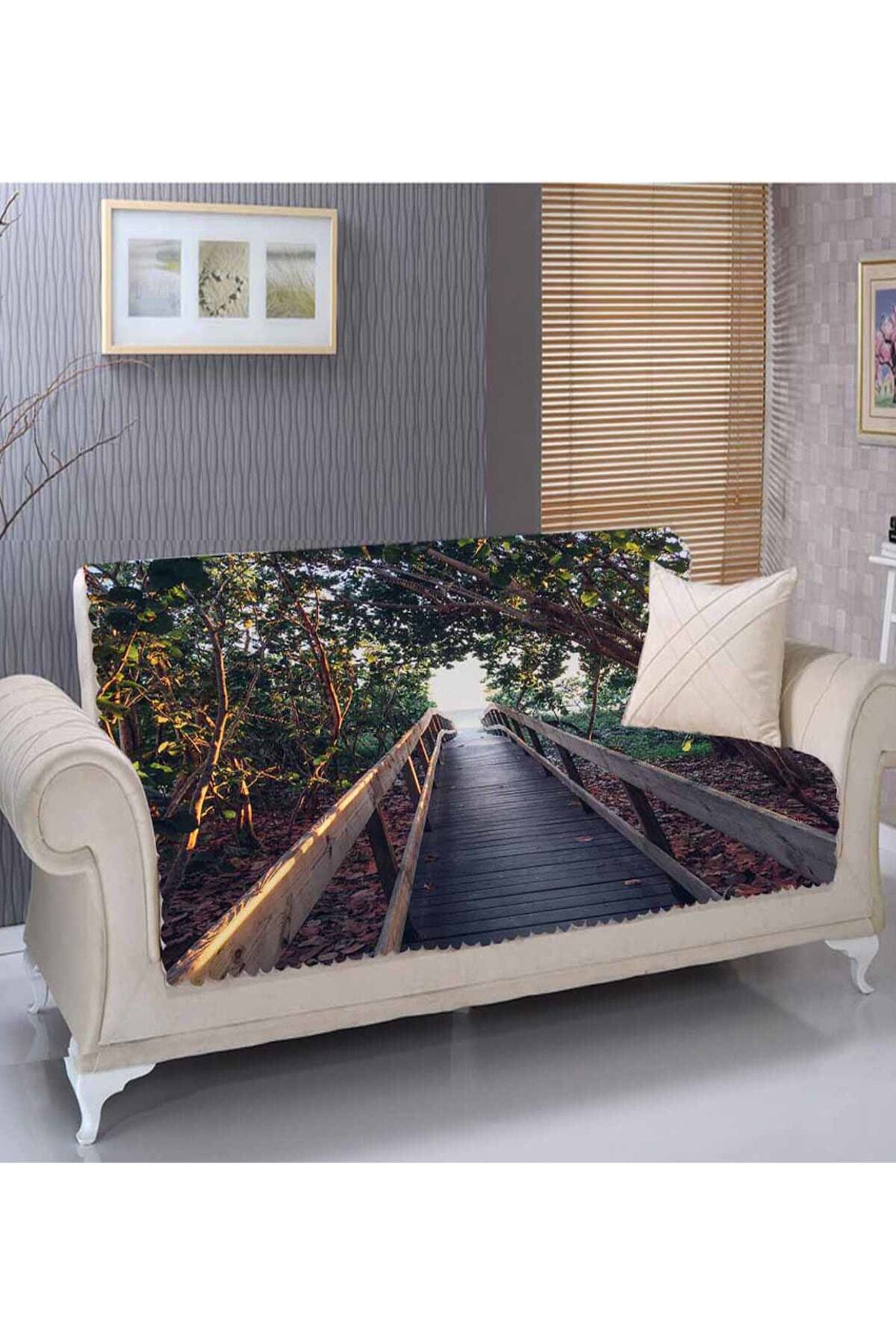 Else Halı ELSE TAHTA KÖPRÜLÜ 3D KANEPE ÇEKYAT KOLTUK ÖRTÜSÜ KILIFI 175X225CM