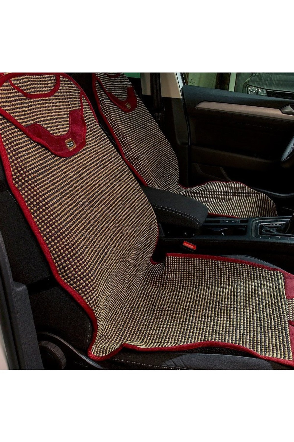 Space Tüm Araç Modellerine Uyumlu Senturk Auto Kilim Minder 2 li Set Ön Koltuklara Bordo Bej