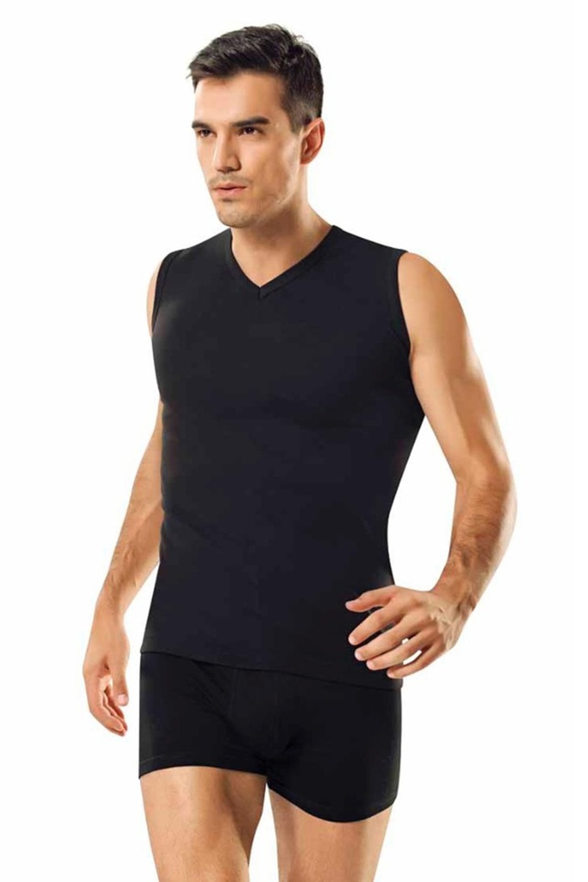 Namaldı Erkek Siyah  3'Lü Paket Ribana Spor Fanila