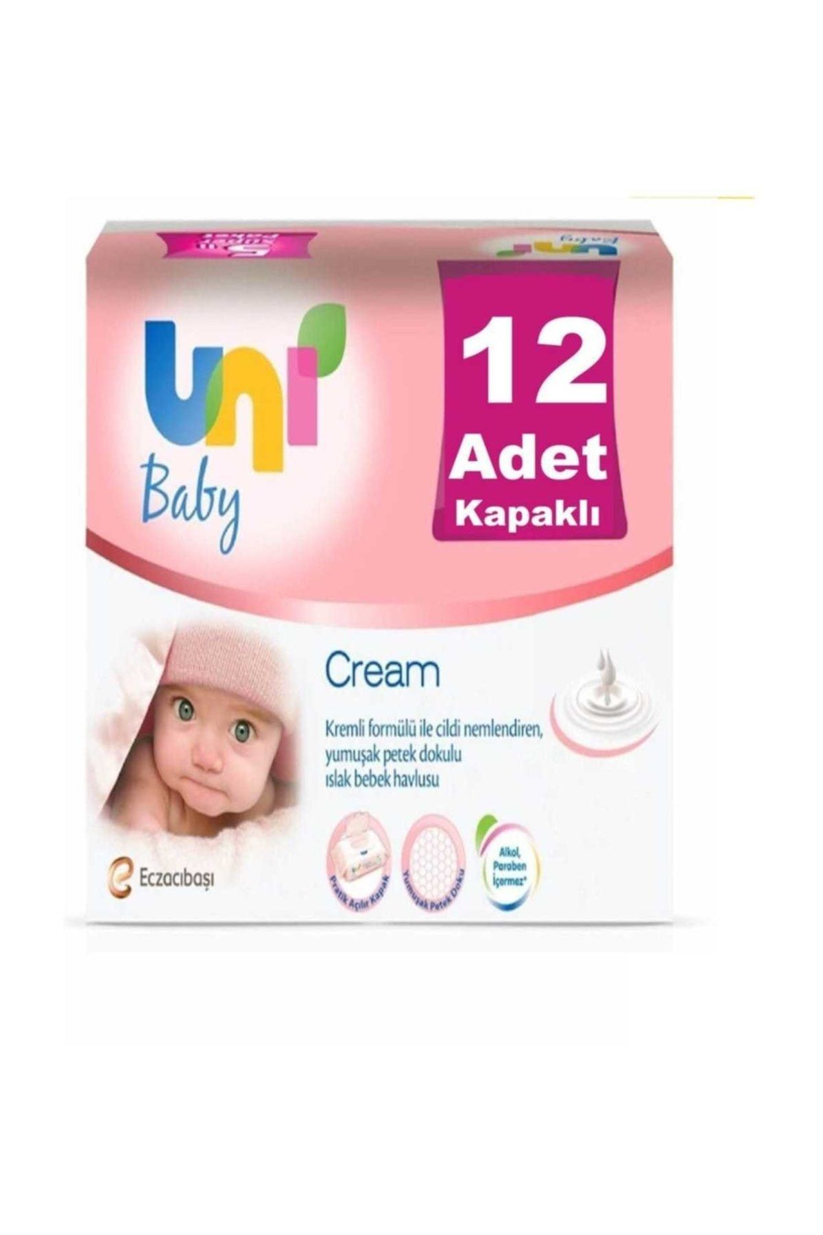 Uni Baby Cream Pişik İçin Islak Mendil 12 x 56 Kapaklı