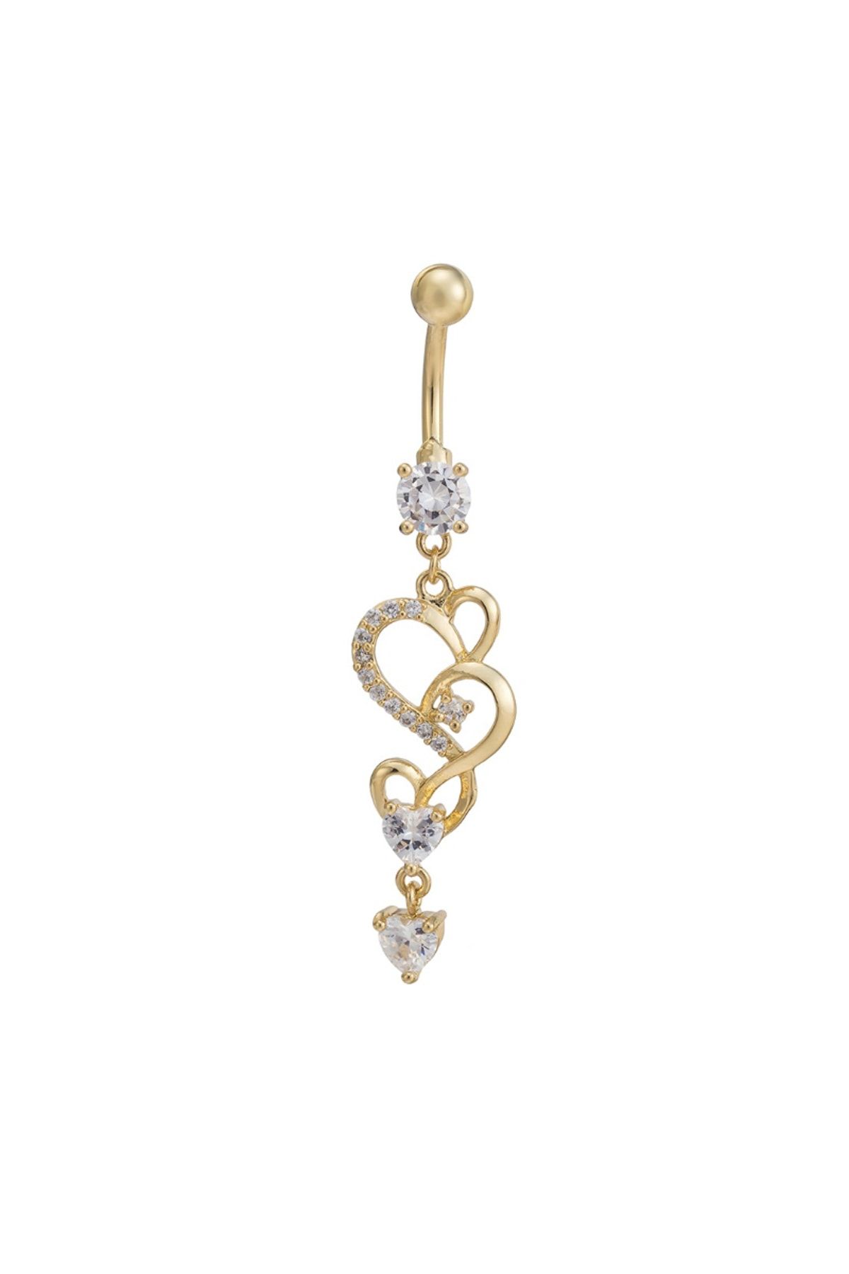Chavin Beyaz Taşlı Kalp Göbek Piercing dt71by